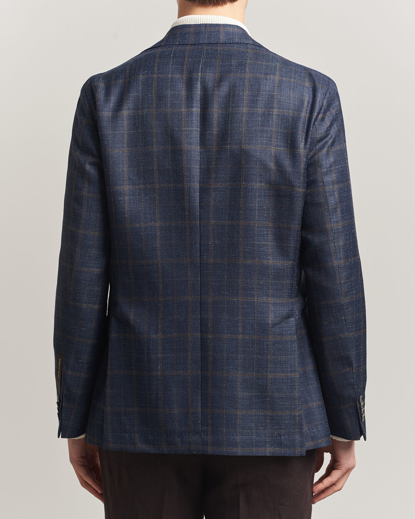 Homme | Blazers | Oscar Jacobson | Ferry Patch Loro Piana Summertime Checked Blazer Navy