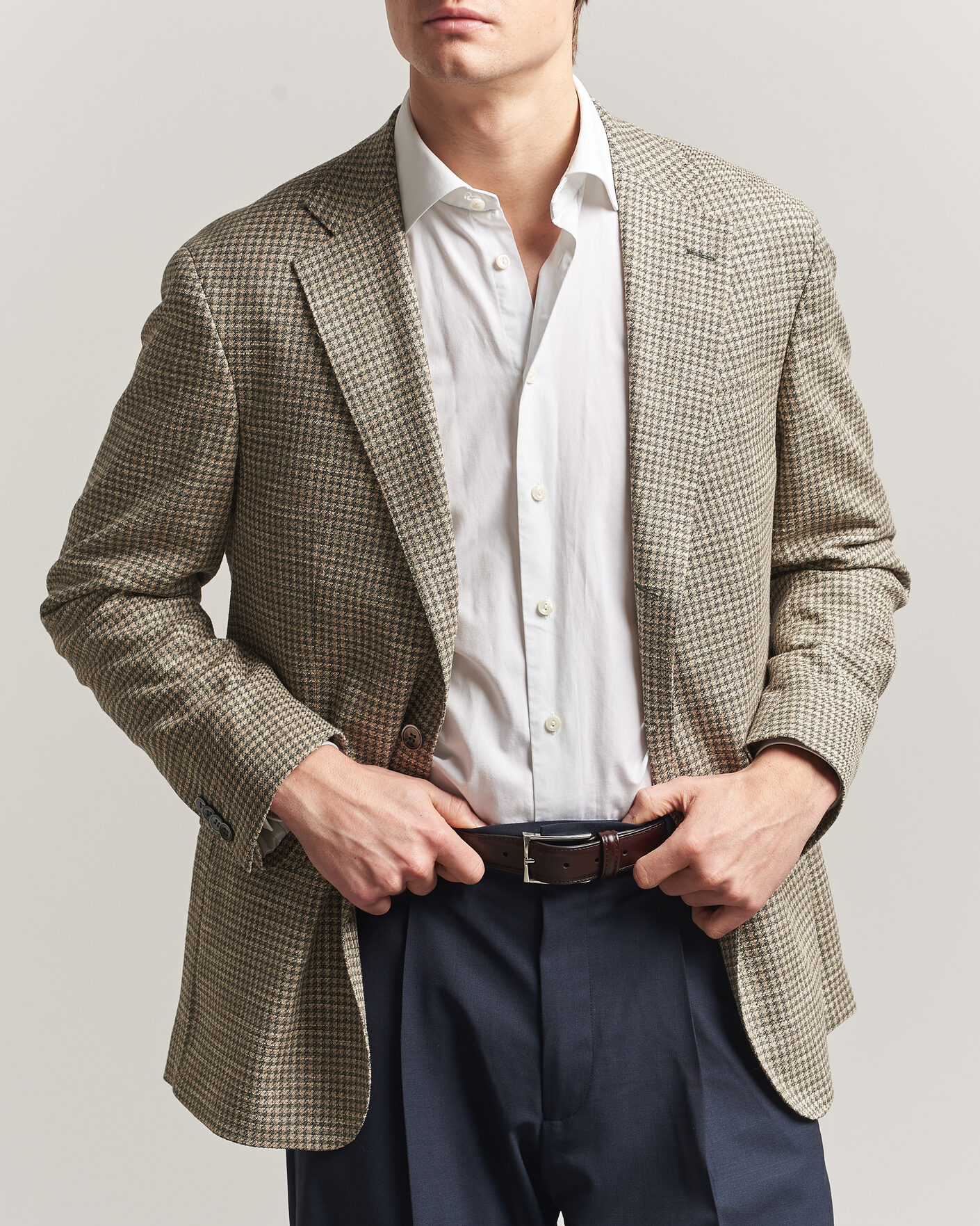 Homme | Blazers | Oscar Jacobson | Robert Wool/Silk/Cotton Blazer Green