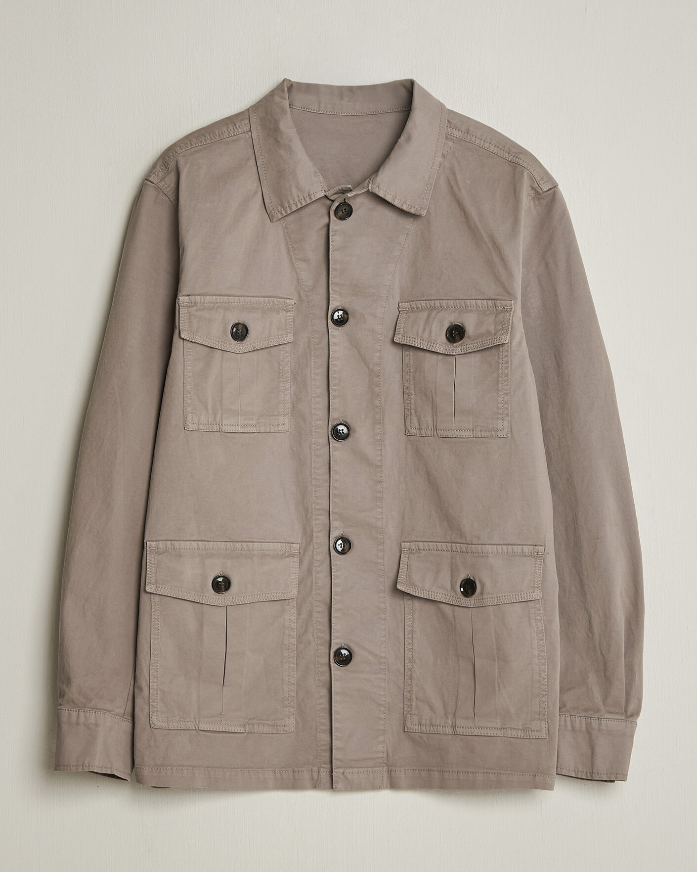 Homme | Chemises | Oscar Jacobson | Safari Cotton Shirt Jacket Grey