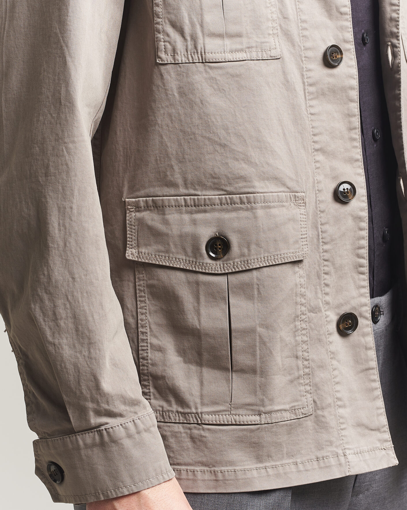 Homme | Chemises | Oscar Jacobson | Safari Cotton Shirt Jacket Grey