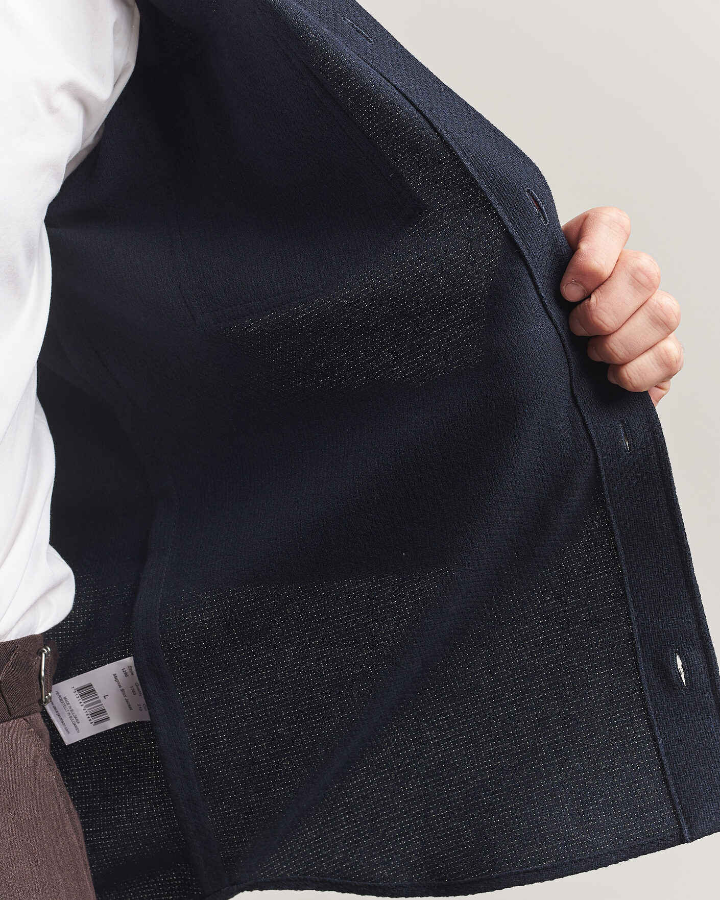 Homme | Chemises | Oscar Jacobson | Magnus Structure Cotton Overshirt Navy