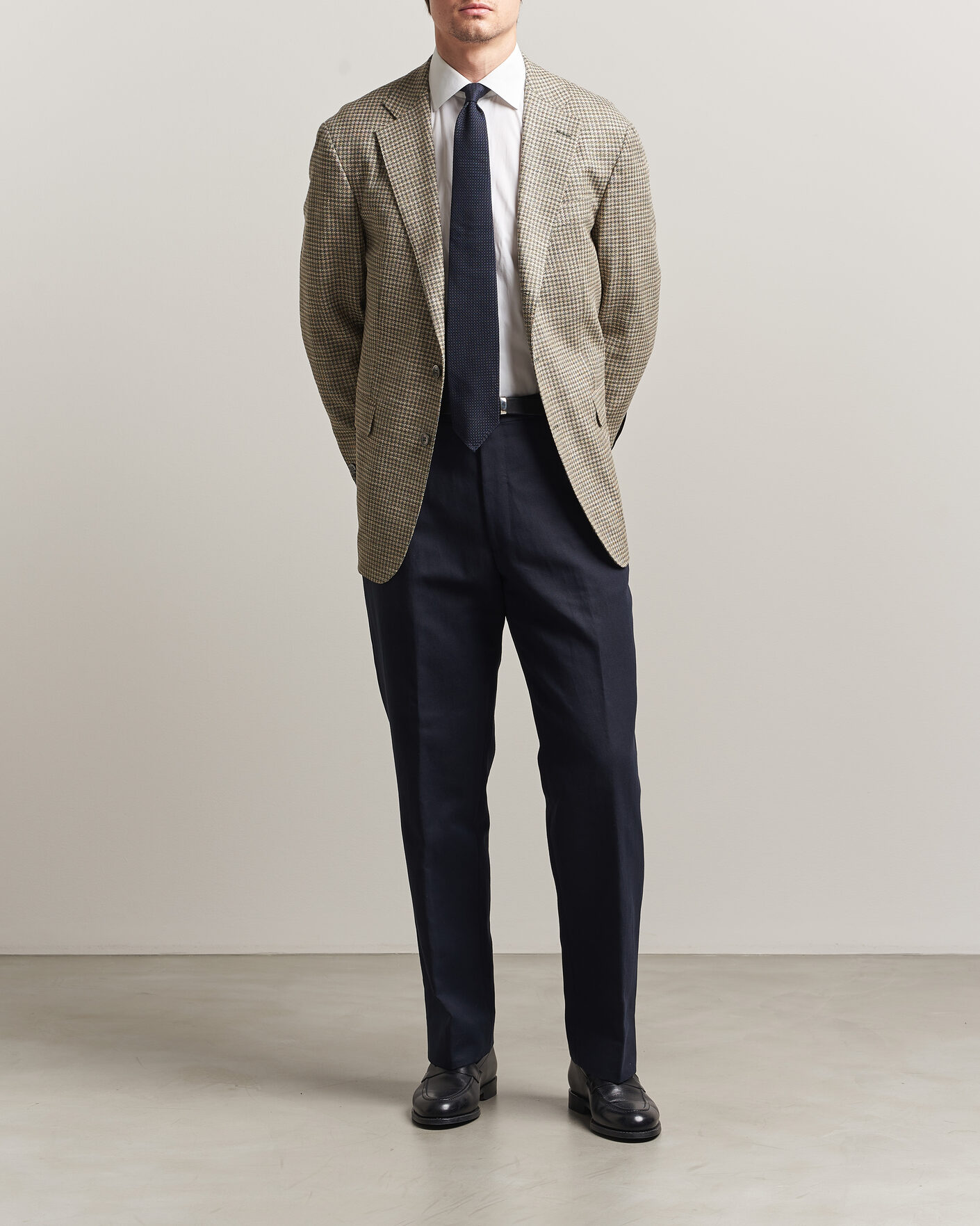 Homme | Pantalons | Oscar Jacobson | Del Cotton/Linen Trousers Navy