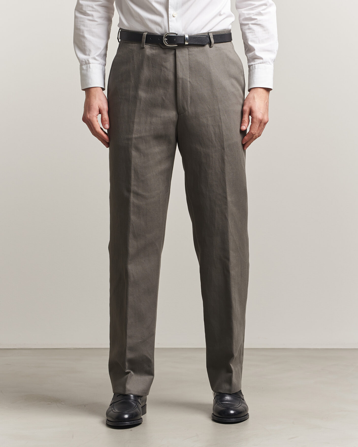 Homme | Pantalons | Oscar Jacobson | Del Cotton/Linen Trousers Olive