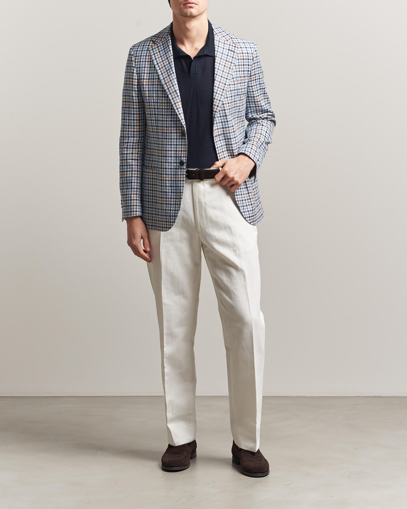 Homme | Pantalons | Oscar Jacobson | Del Cotton/Linen Trousers White