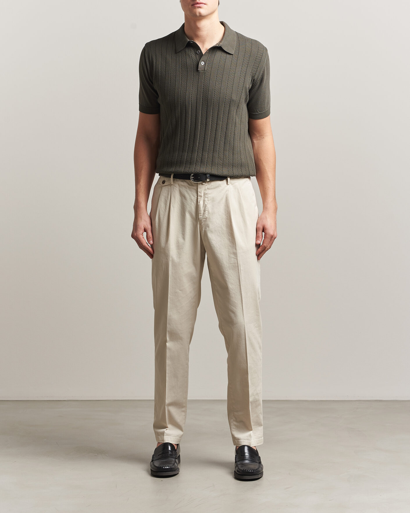 Homme | Polos | Oscar Jacobson | Barto Structured Cotton Polo Green