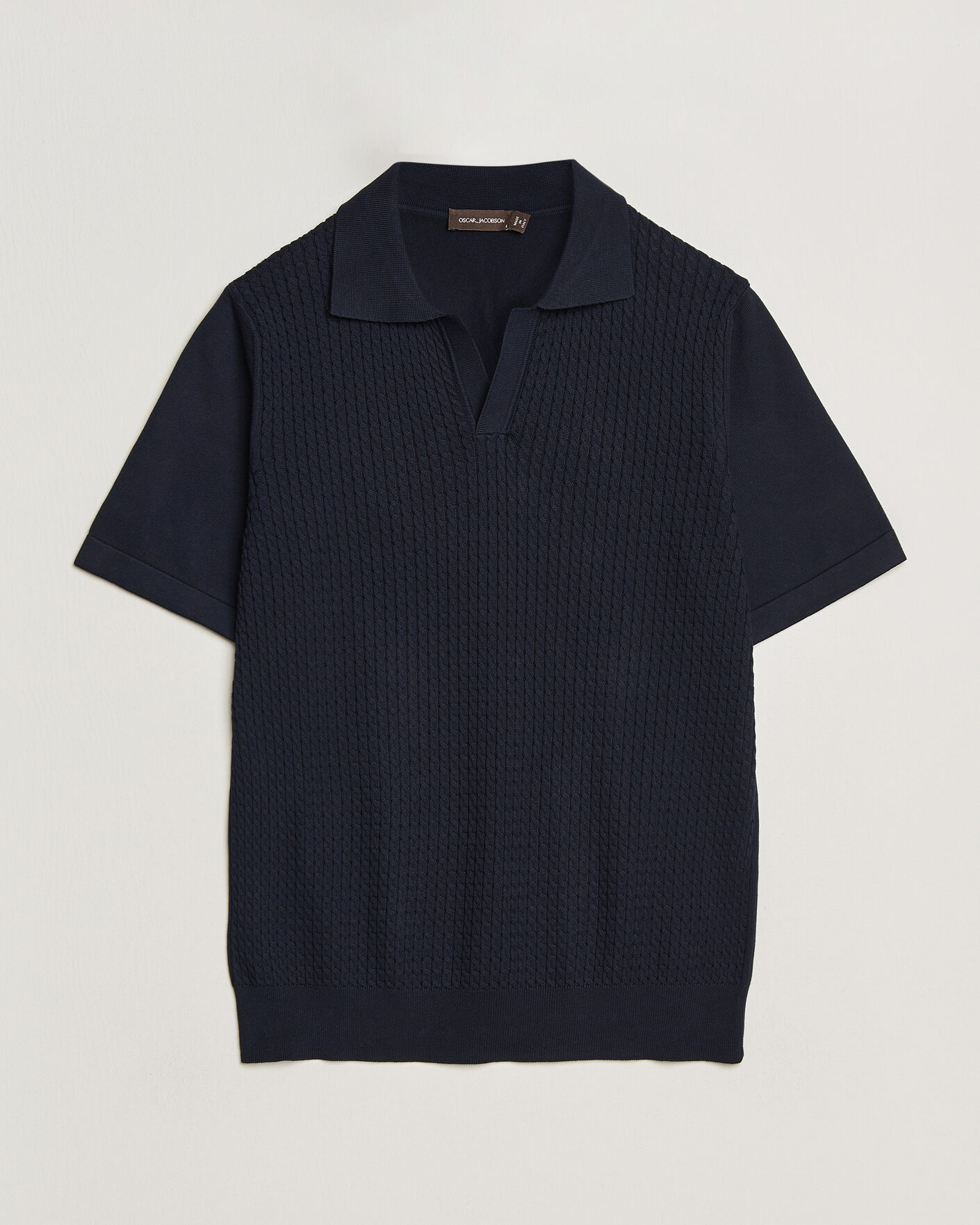 Homme | Polos | Oscar Jacobson | Alf Structured Cotton Polo Navy