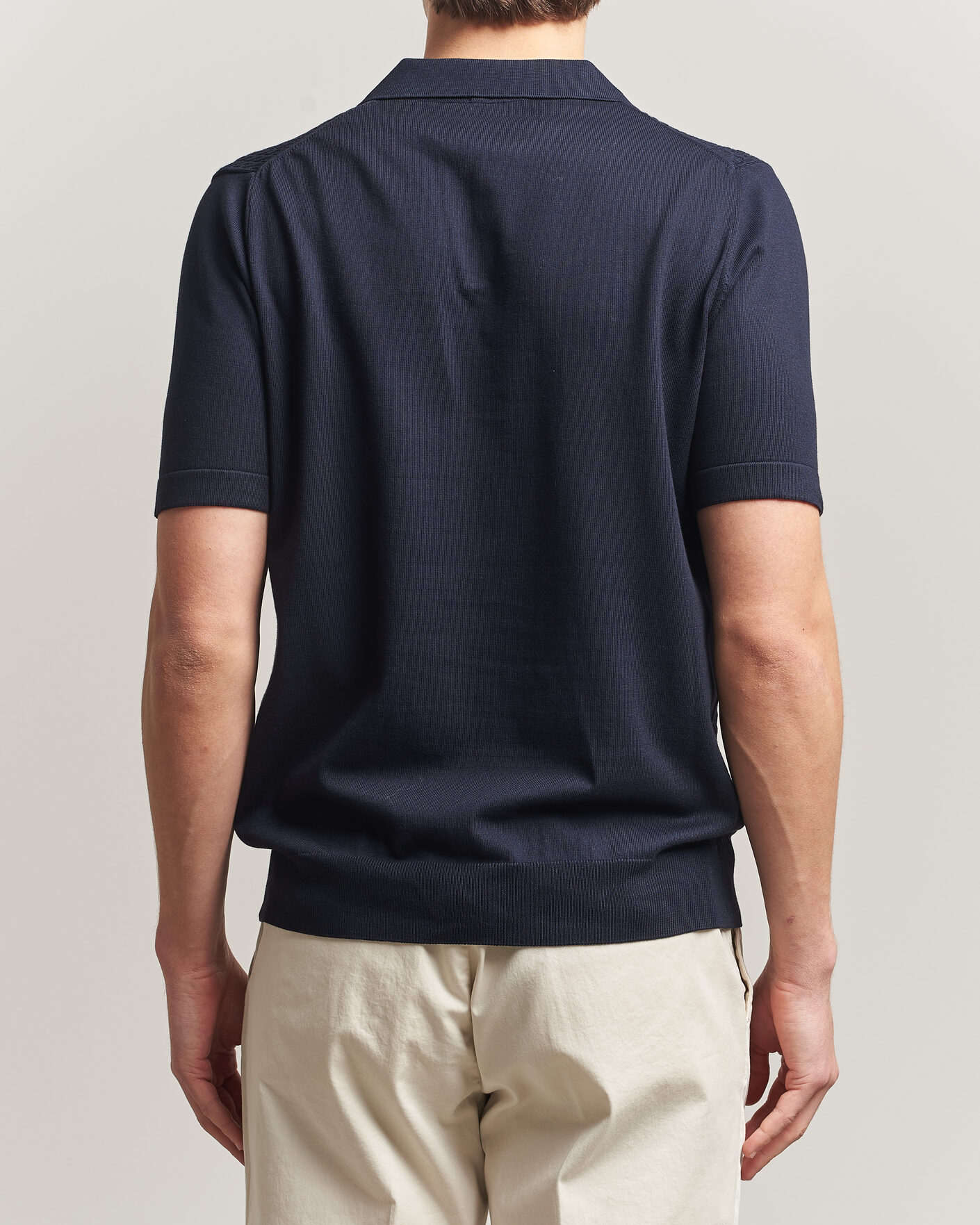 Homme | Polos | Oscar Jacobson | Alf Structured Cotton Polo Navy