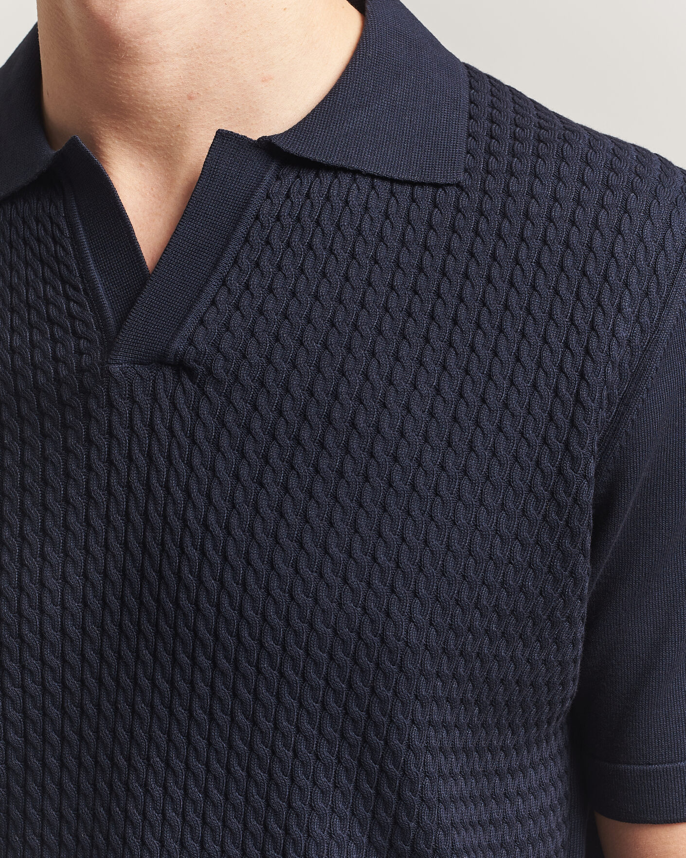 Homme | Polos | Oscar Jacobson | Alf Structured Cotton Polo Navy