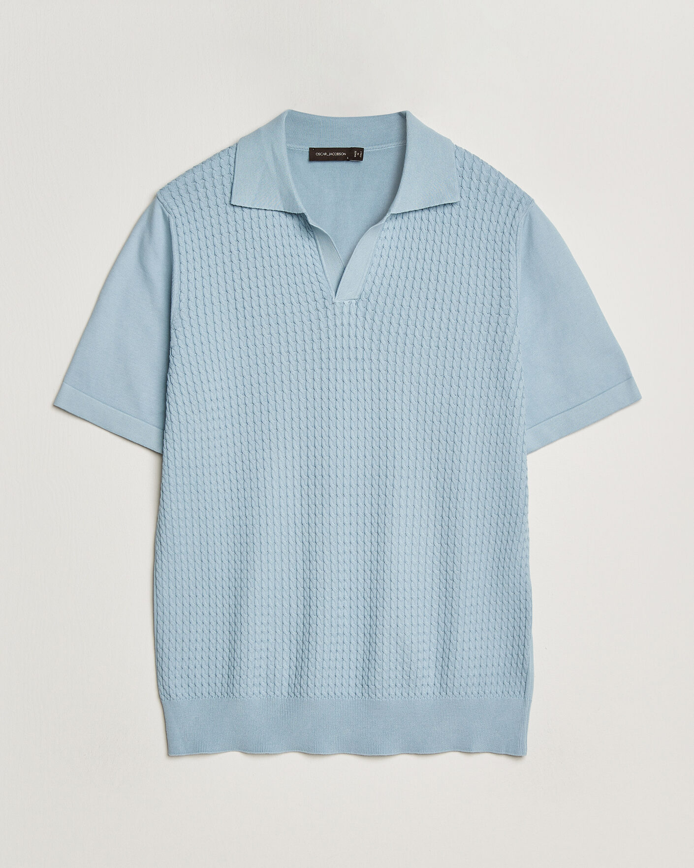 Homme | Polos | Oscar Jacobson | Alf Structured Cotton Polo Light Blue