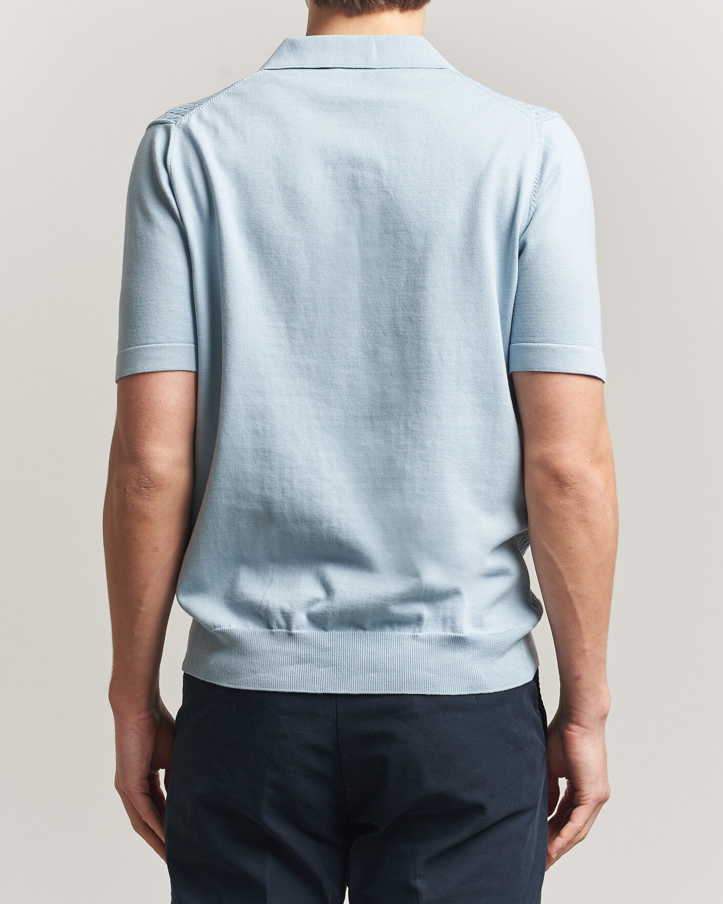 Homme | Polos | Oscar Jacobson | Alf Structured Cotton Polo Light Blue