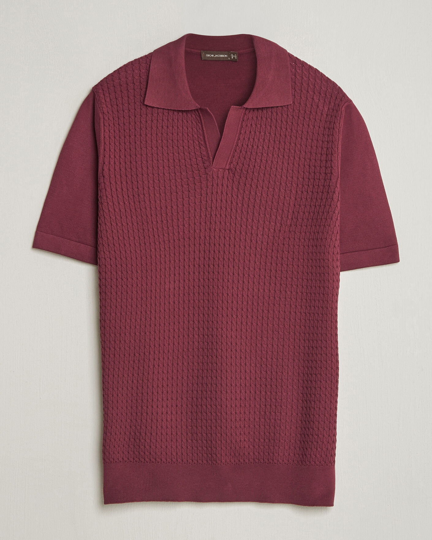 Homme | Polos | Oscar Jacobson | Alf Structured Cotton Polo Wine Red