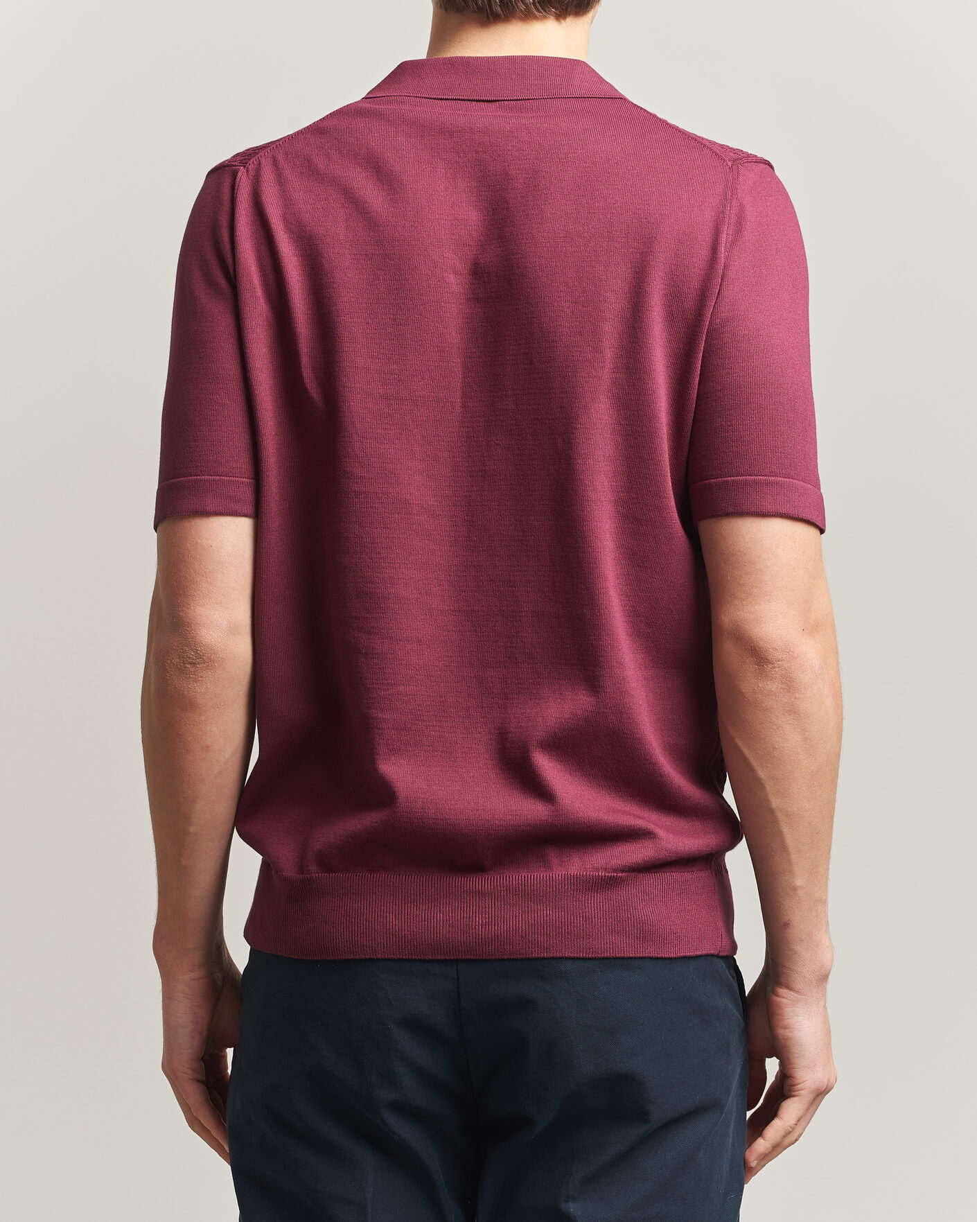 Homme | Polos | Oscar Jacobson | Alf Structured Cotton Polo Wine Red
