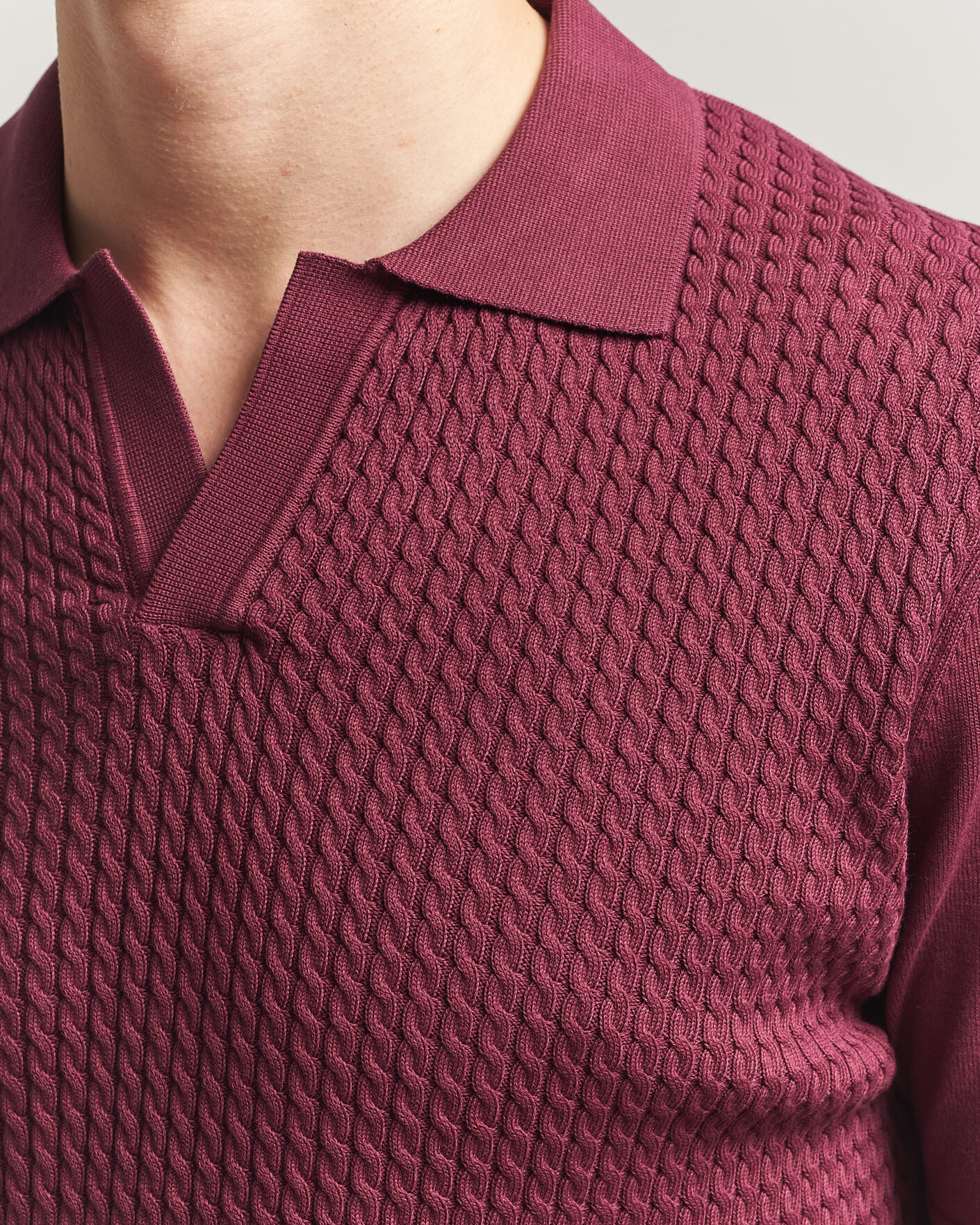 Homme | Polos | Oscar Jacobson | Alf Structured Cotton Polo Wine Red