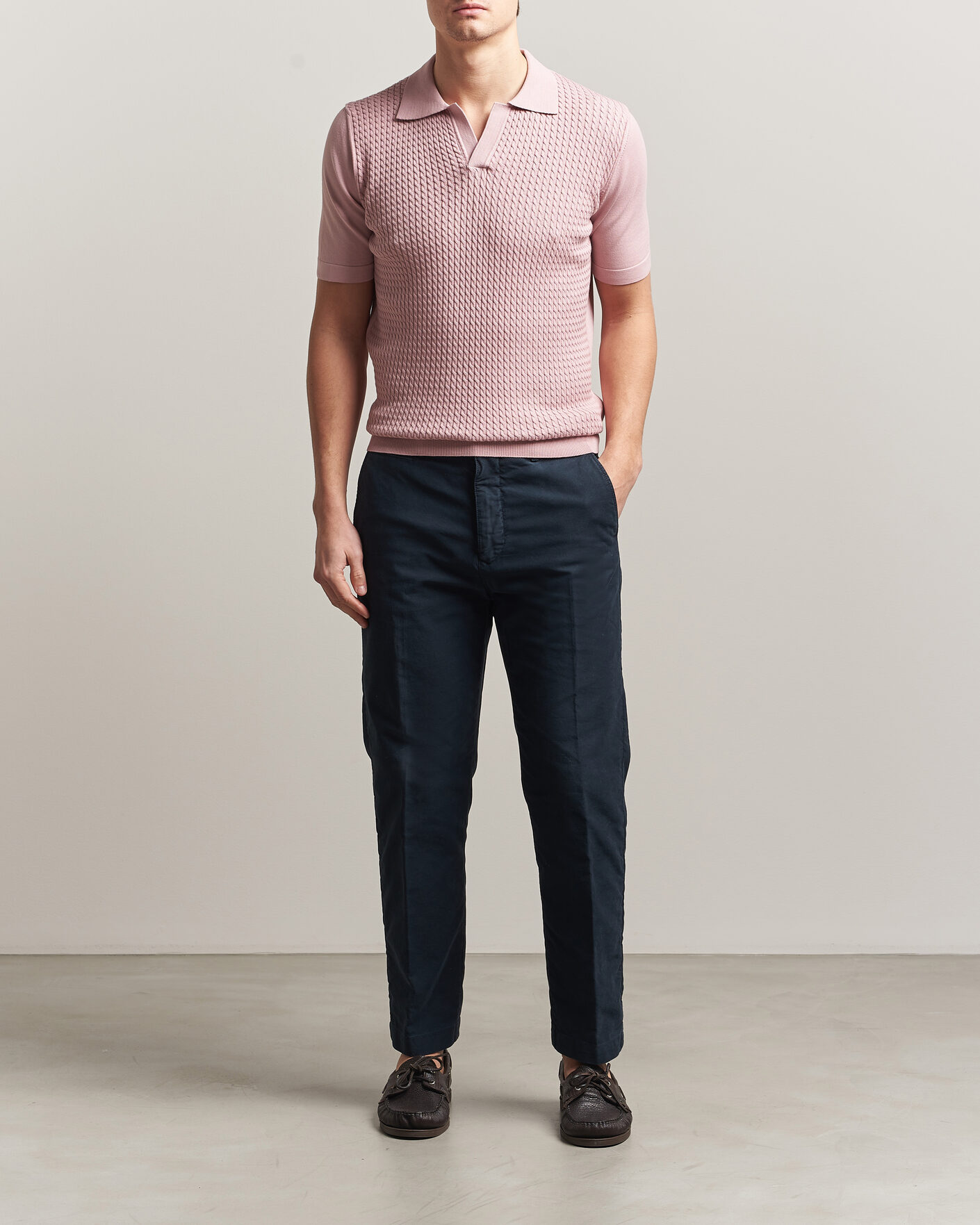 Homme | Polos | Oscar Jacobson | Alf Structured Cotton Polo Pink
