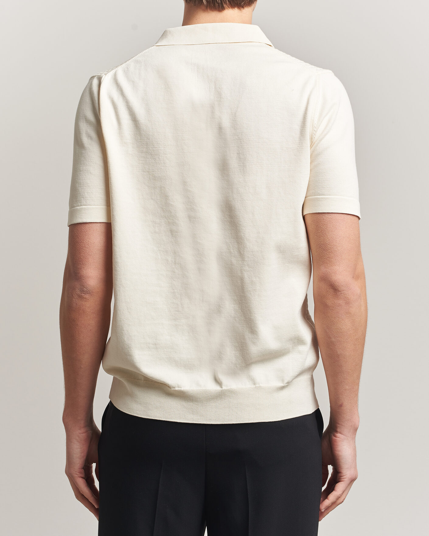 Homme | Polos | Oscar Jacobson | Alf Structured Cotton Polo Off White