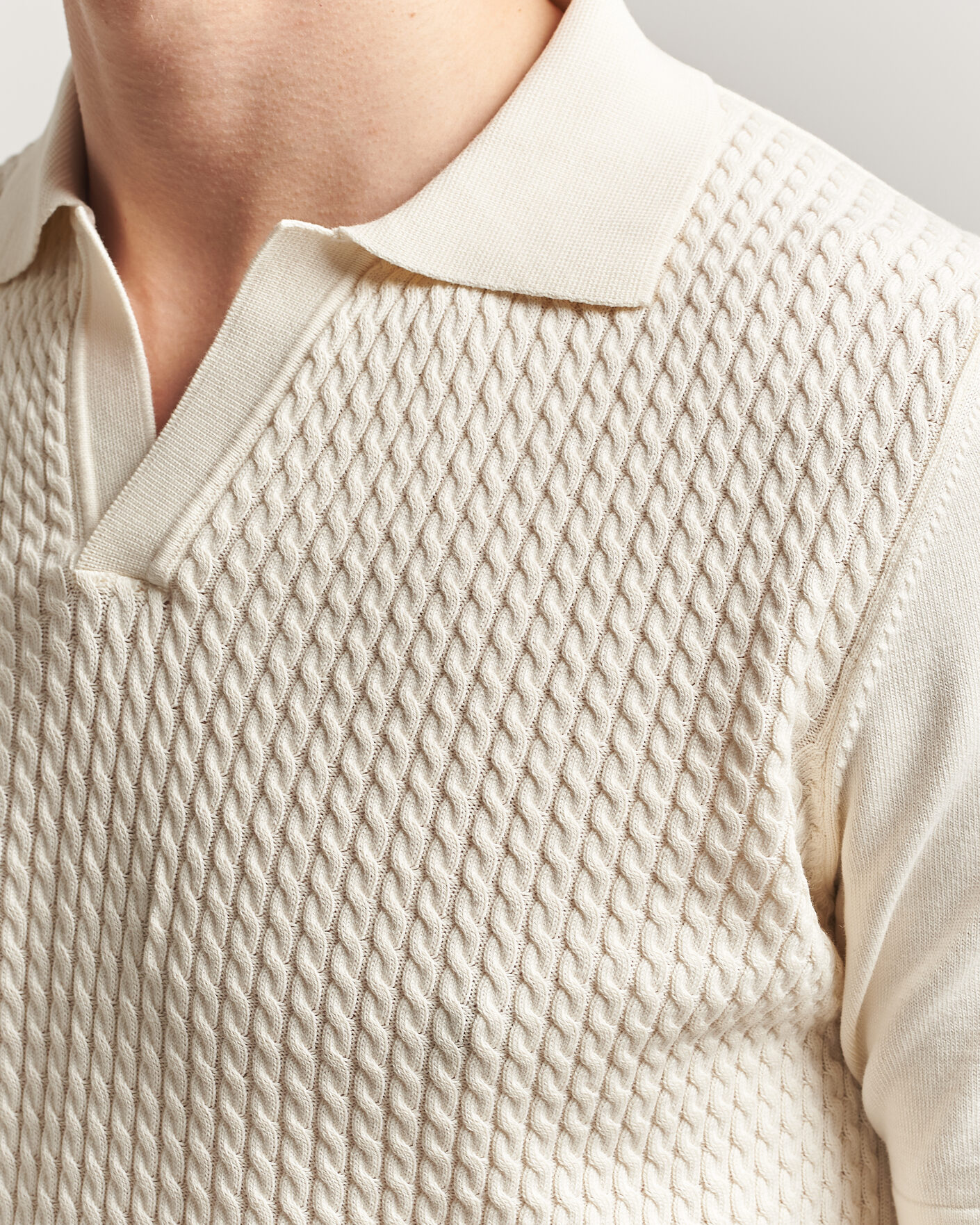 Homme | Polos | Oscar Jacobson | Alf Structured Cotton Polo Off White