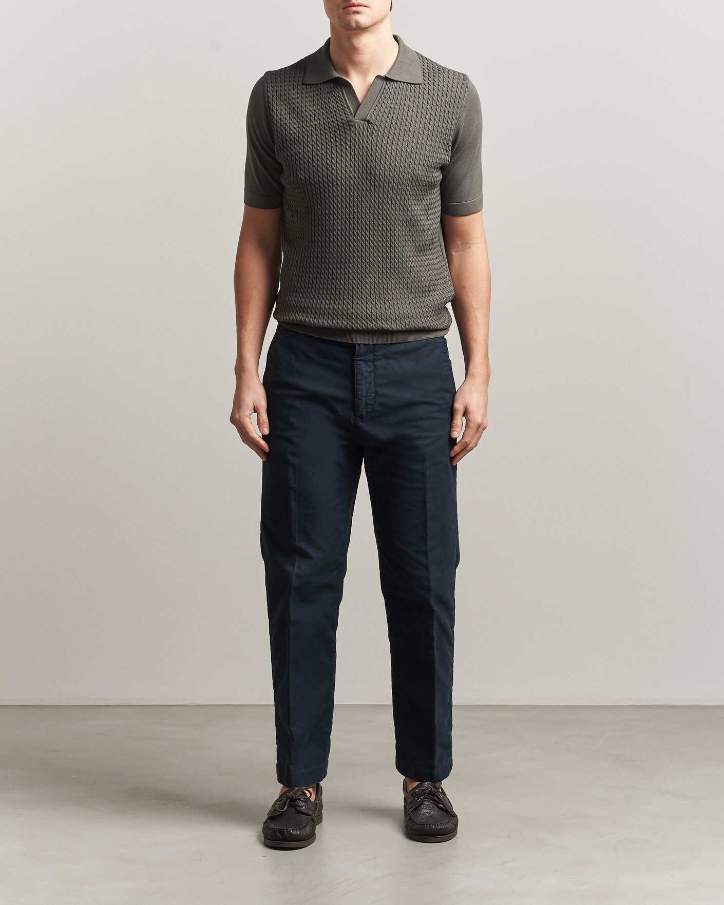 Homme | Polos | Oscar Jacobson | Alf Structured Cotton Polo Green