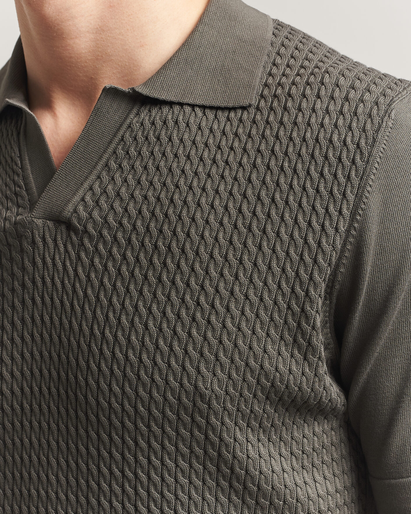 Homme | Polos | Oscar Jacobson | Alf Structured Cotton Polo Green
