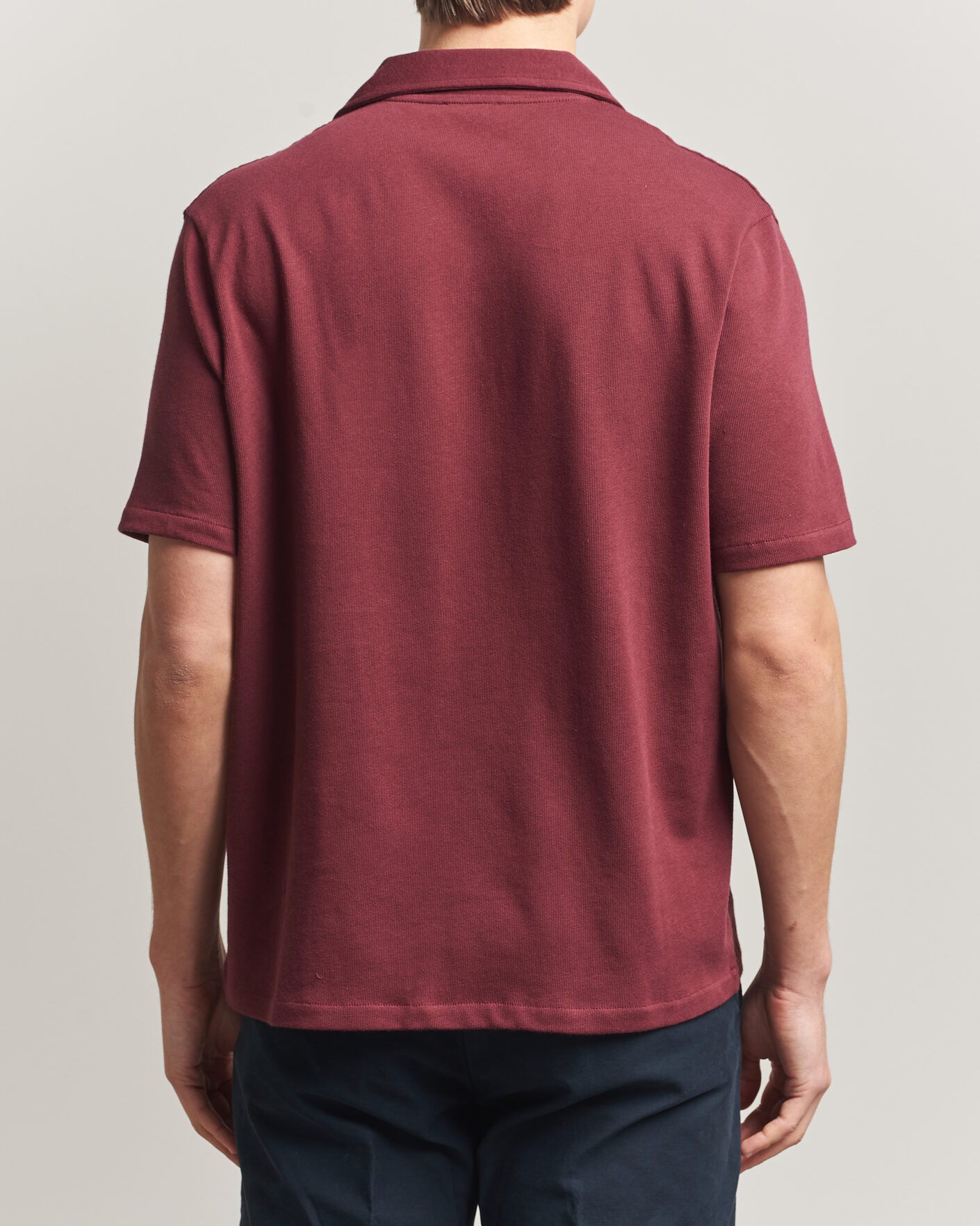 Homme | Chemises | Oscar Jacobson | Kirk Knitted Short Sleeve Shirt Wine Red