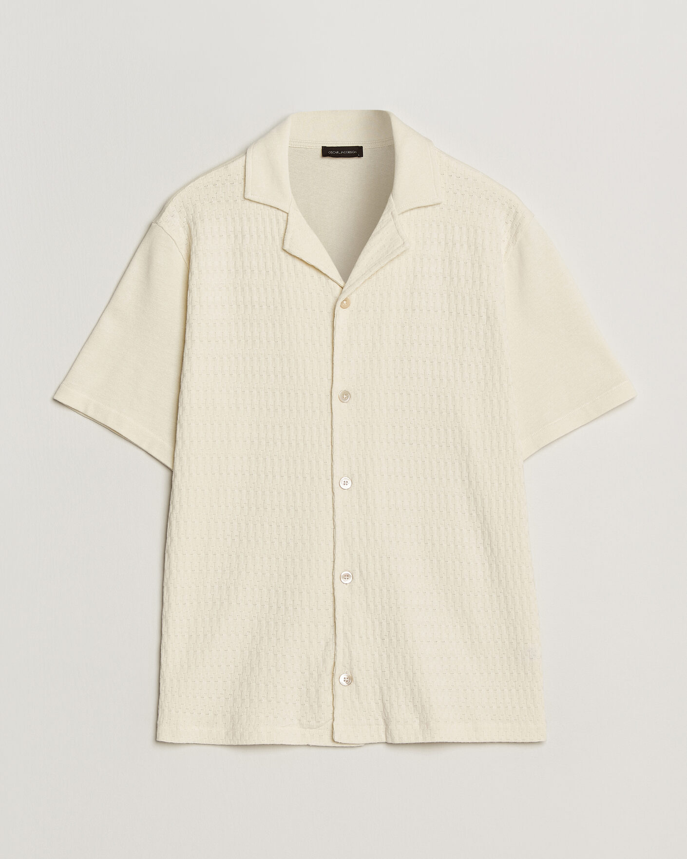 Homme | Chemises | Oscar Jacobson | Kirk Knitted Short Sleeve Shirt Off White