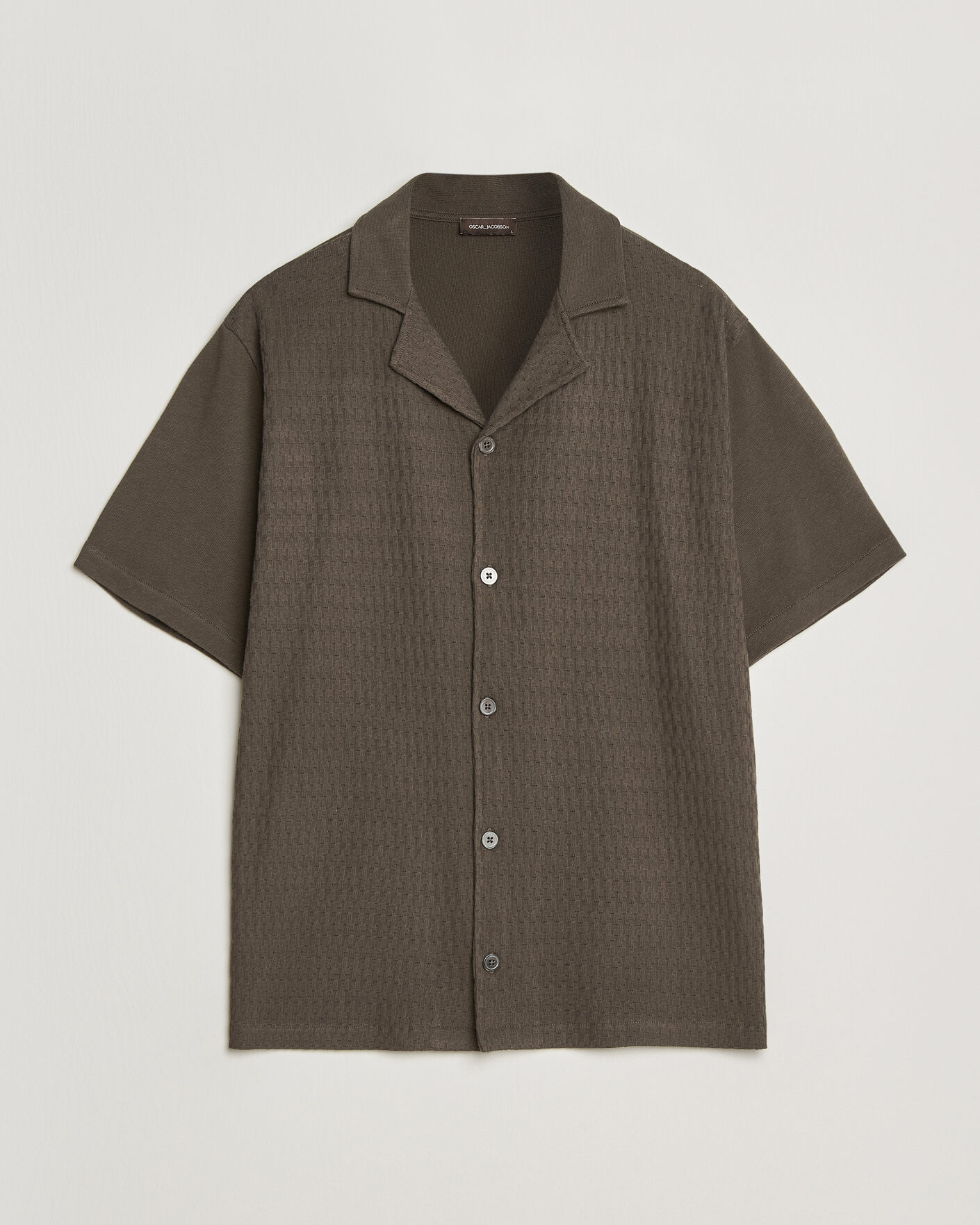 Homme | Chemises | Oscar Jacobson | Kirk Knitted Short Sleeve Shirt Green
