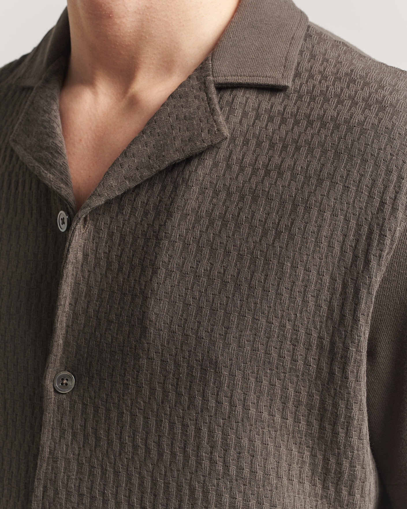 Homme | Chemises | Oscar Jacobson | Kirk Knitted Short Sleeve Shirt Green