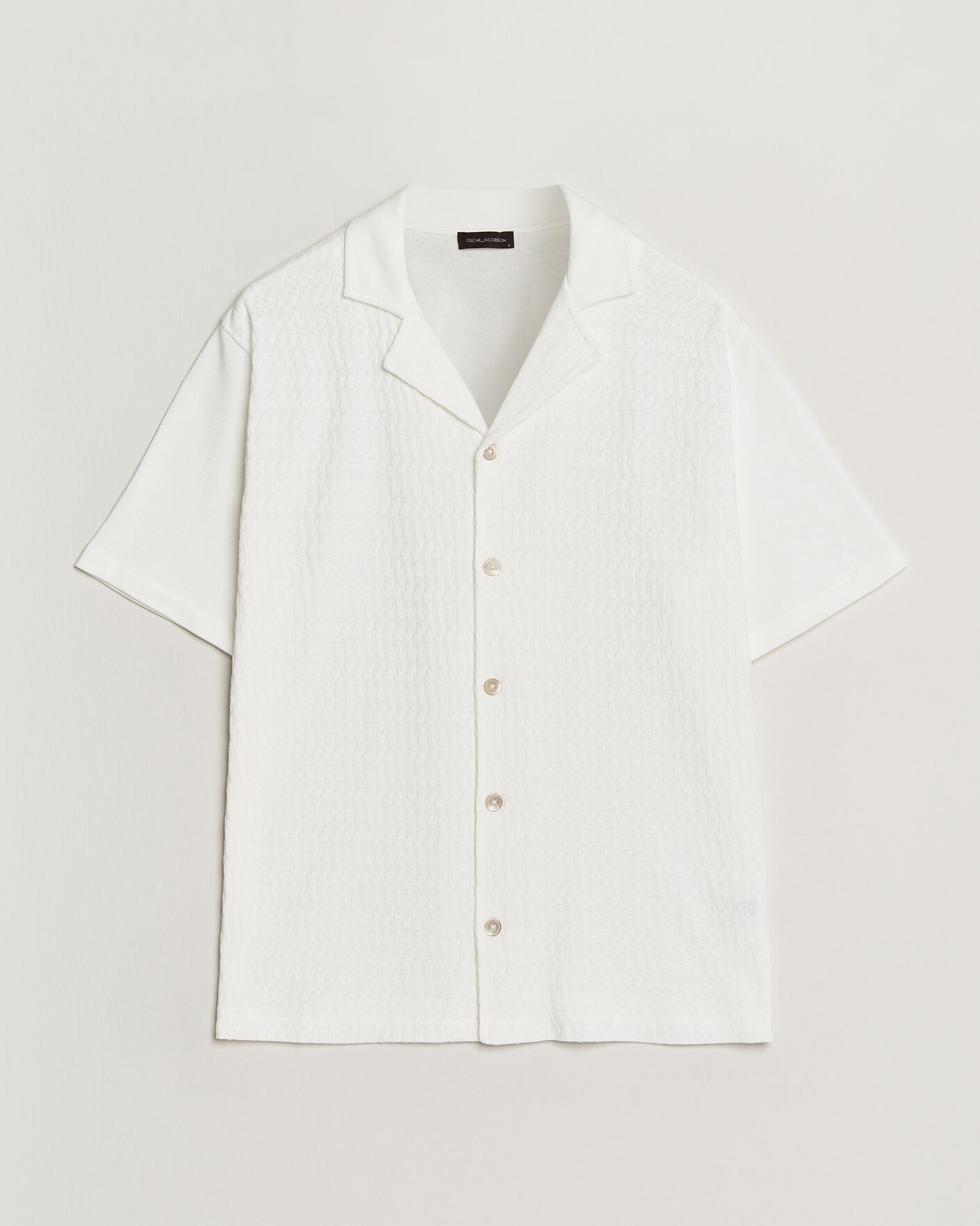 Homme | Chemises | Oscar Jacobson | Kirk Knitted Short Sleeve Shirt Snow White