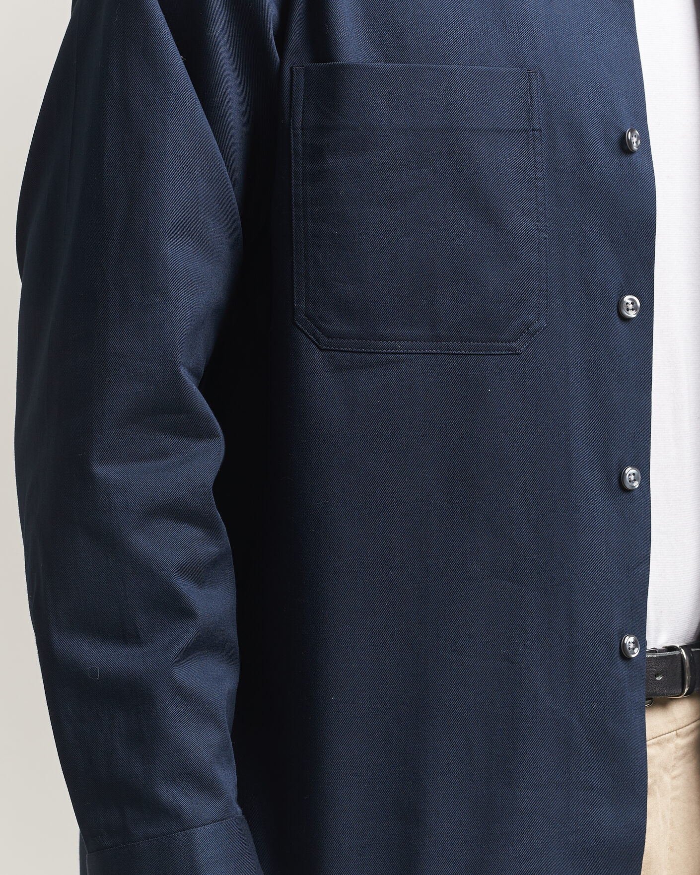 Homme | Chemises | Oscar Jacobson | Straight Fit Bowling Collar Cotton Shirt Navy