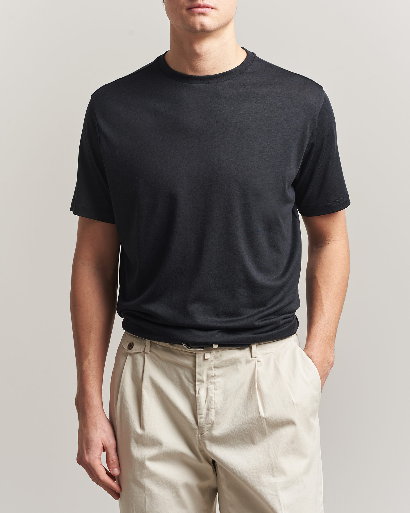 Homme | T-shirts | Oscar Jacobson | Kim Lyocel/Cotton T-Shirt Black