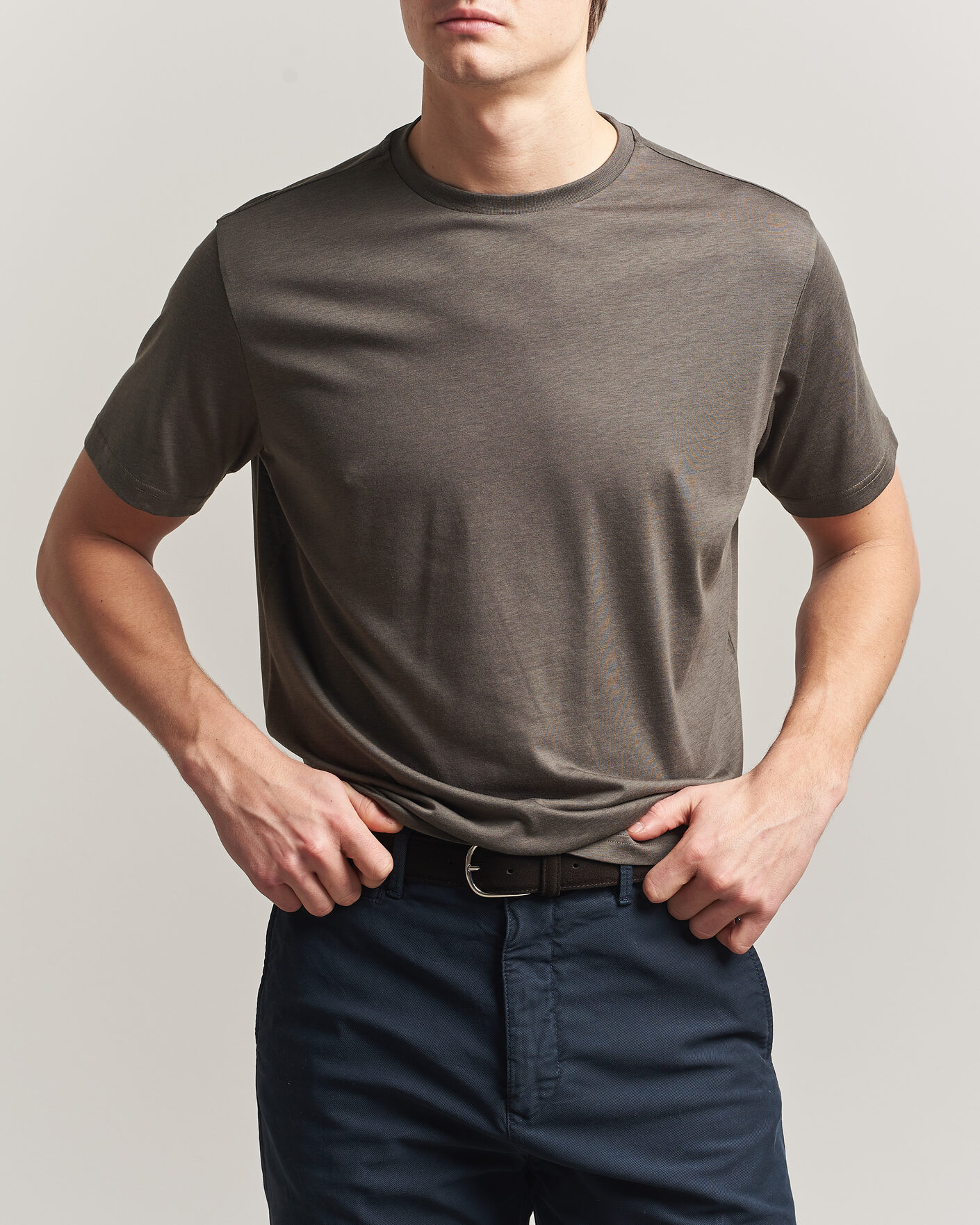 Homme | T-shirts | Oscar Jacobson | Kim Lyocel/Cotton T-Shirt Green
