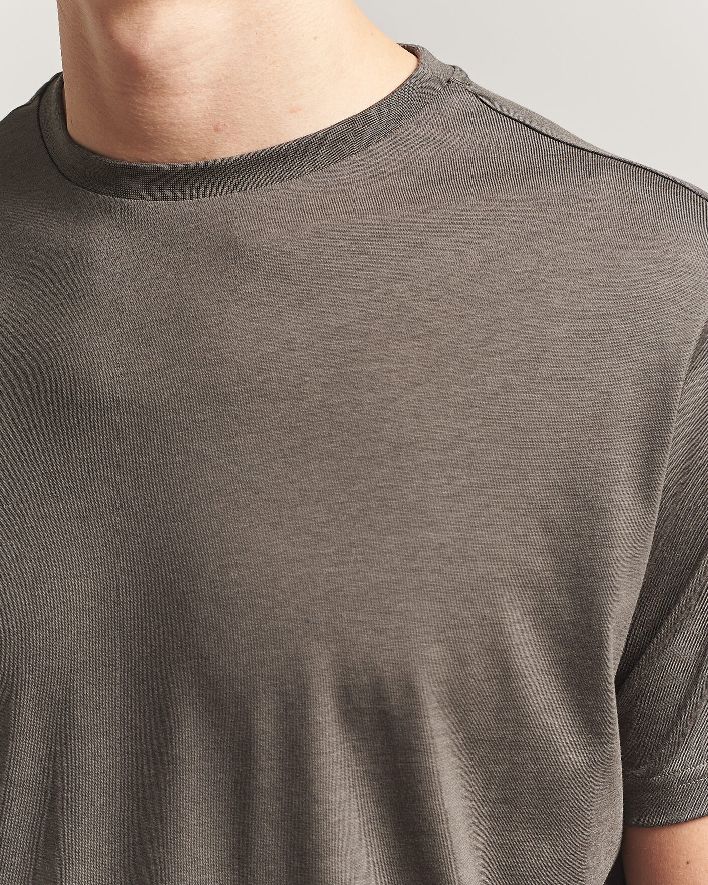 Homme | T-shirts | Oscar Jacobson | Kim Lyocel/Cotton T-Shirt Green