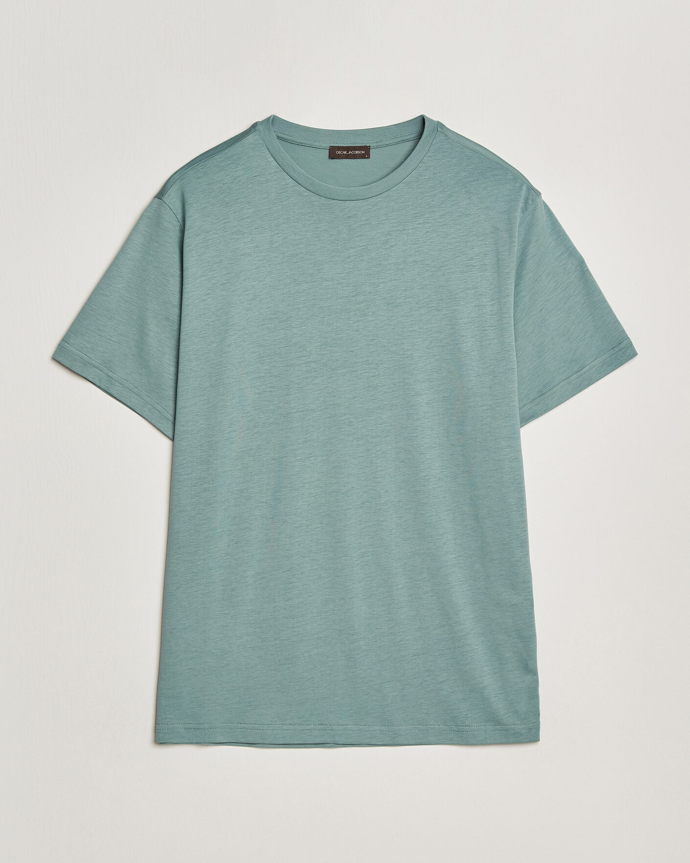 Homme | T-shirts | Oscar Jacobson | Kim Lyocel/Cotton T-Shirt Soft Green