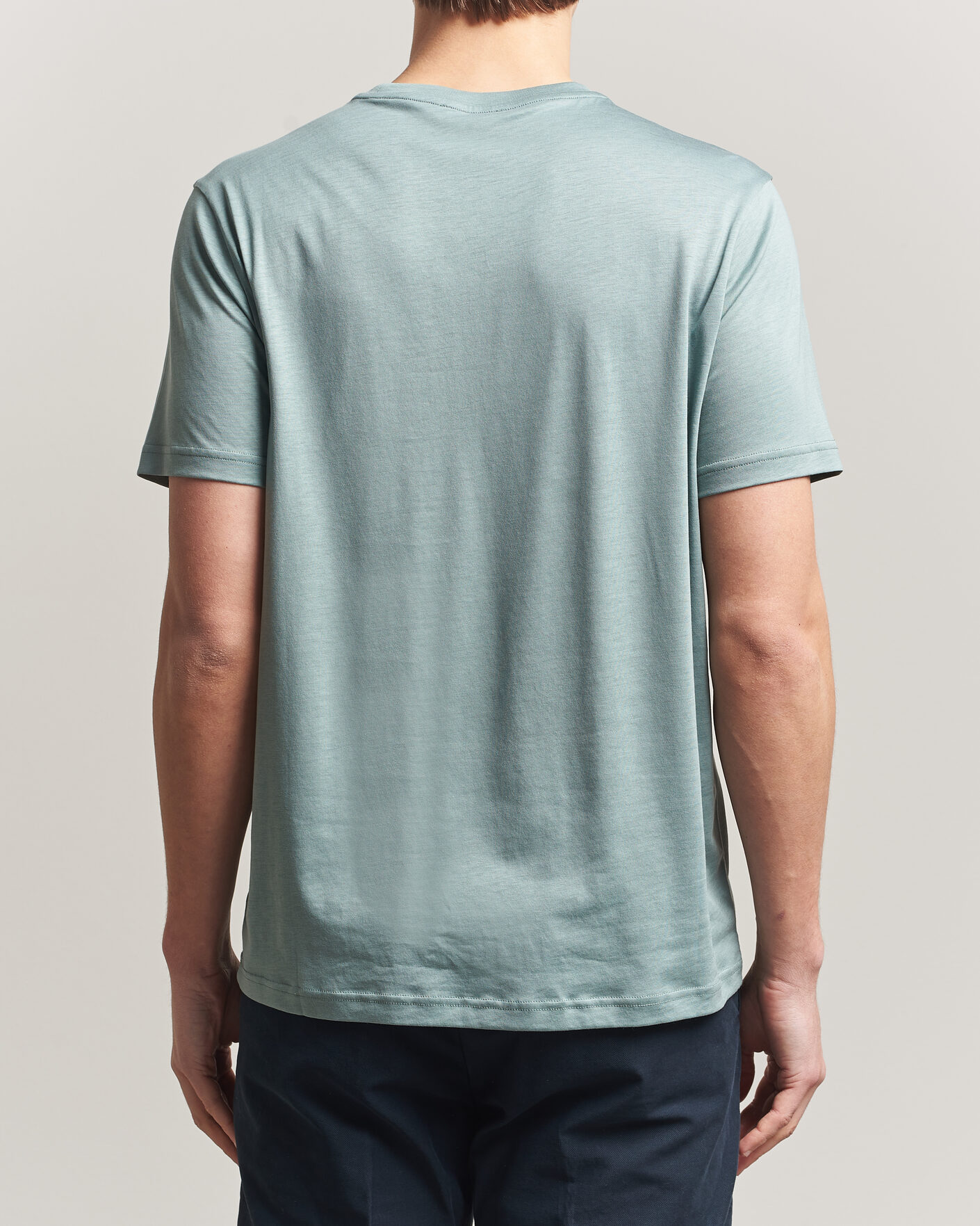 Homme | T-shirts | Oscar Jacobson | Kim Lyocel/Cotton T-Shirt Soft Green