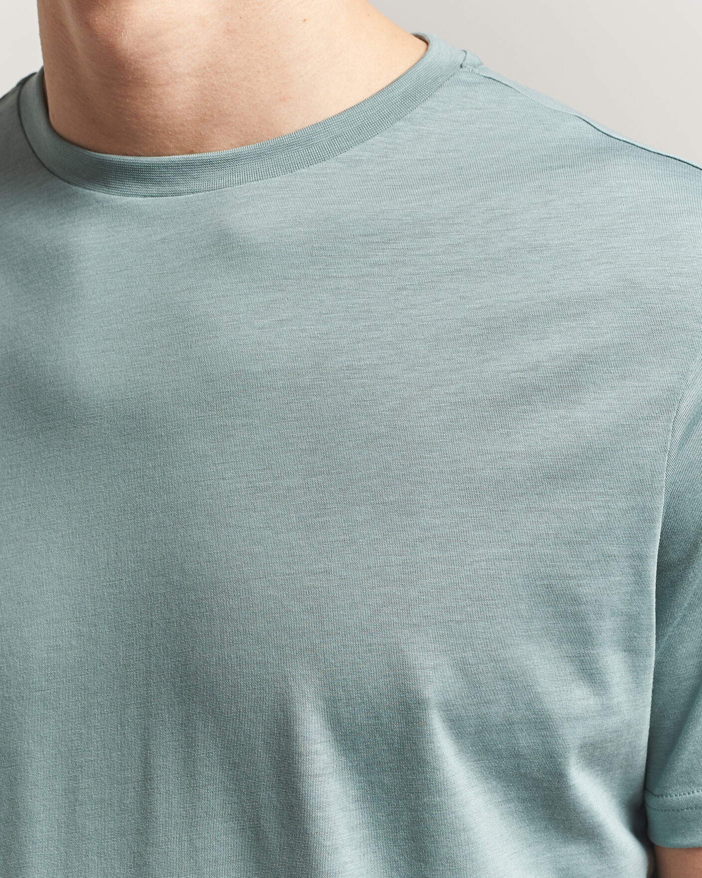 Homme | T-shirts | Oscar Jacobson | Kim Lyocel/Cotton T-Shirt Soft Green