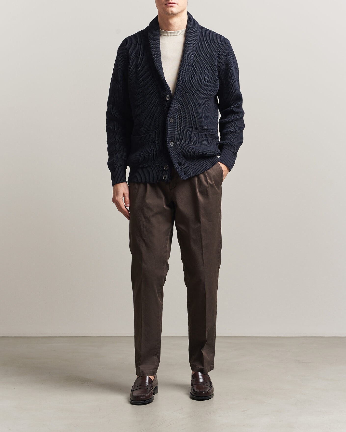 Homme | Pulls Et Tricots | Oscar Jacobson | Roland Knitted Cotton Cardigan Navy