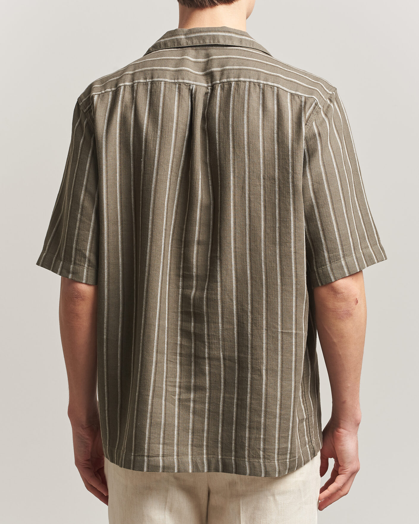 Homme | Chemises | Oscar Jacobson | Reg Fit Cuban Herringbone Short Sleeve Shirt Green