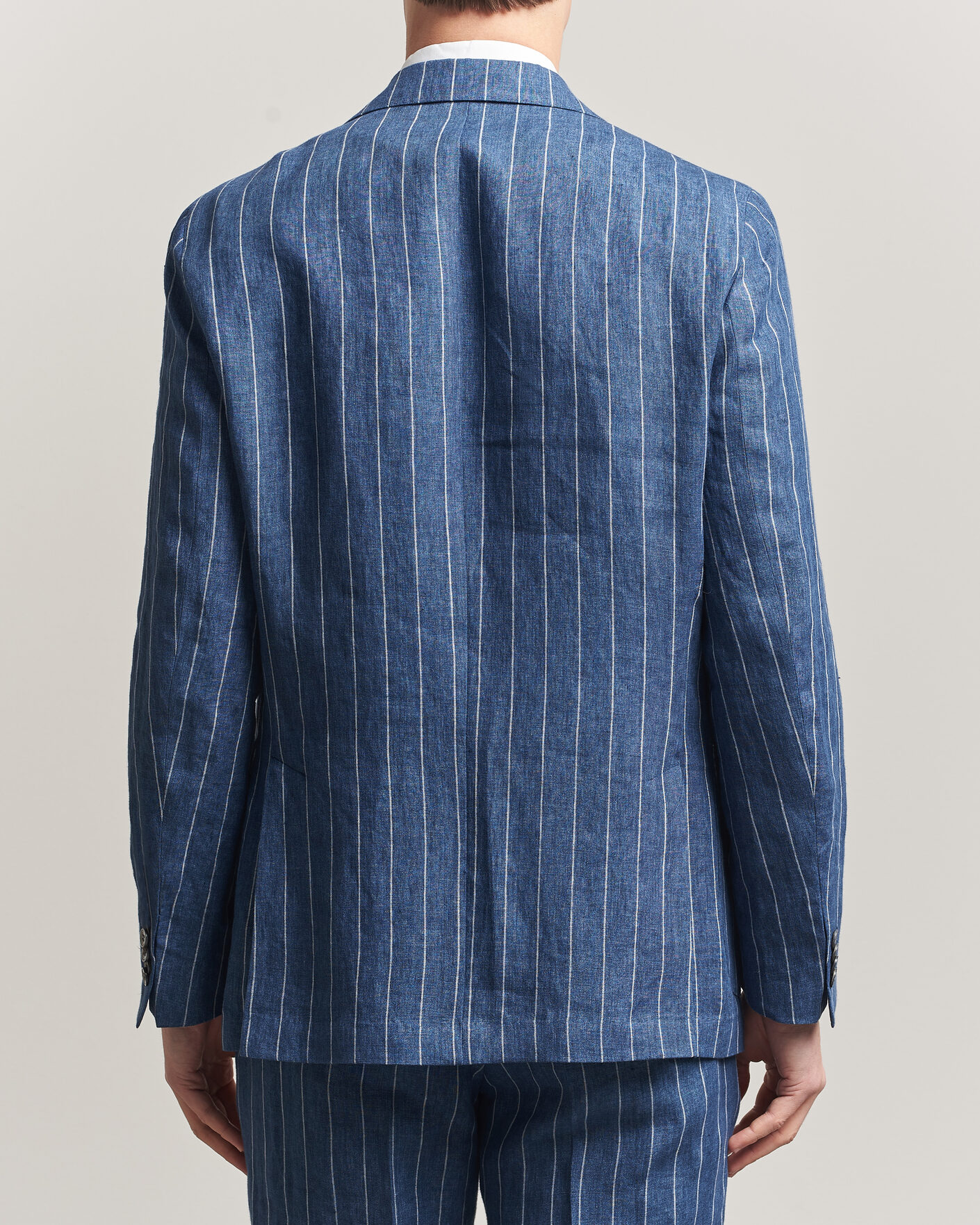 Homme | Blazers | Oscar Jacobson | Farrys Patch Striped Linen Blazer Blue