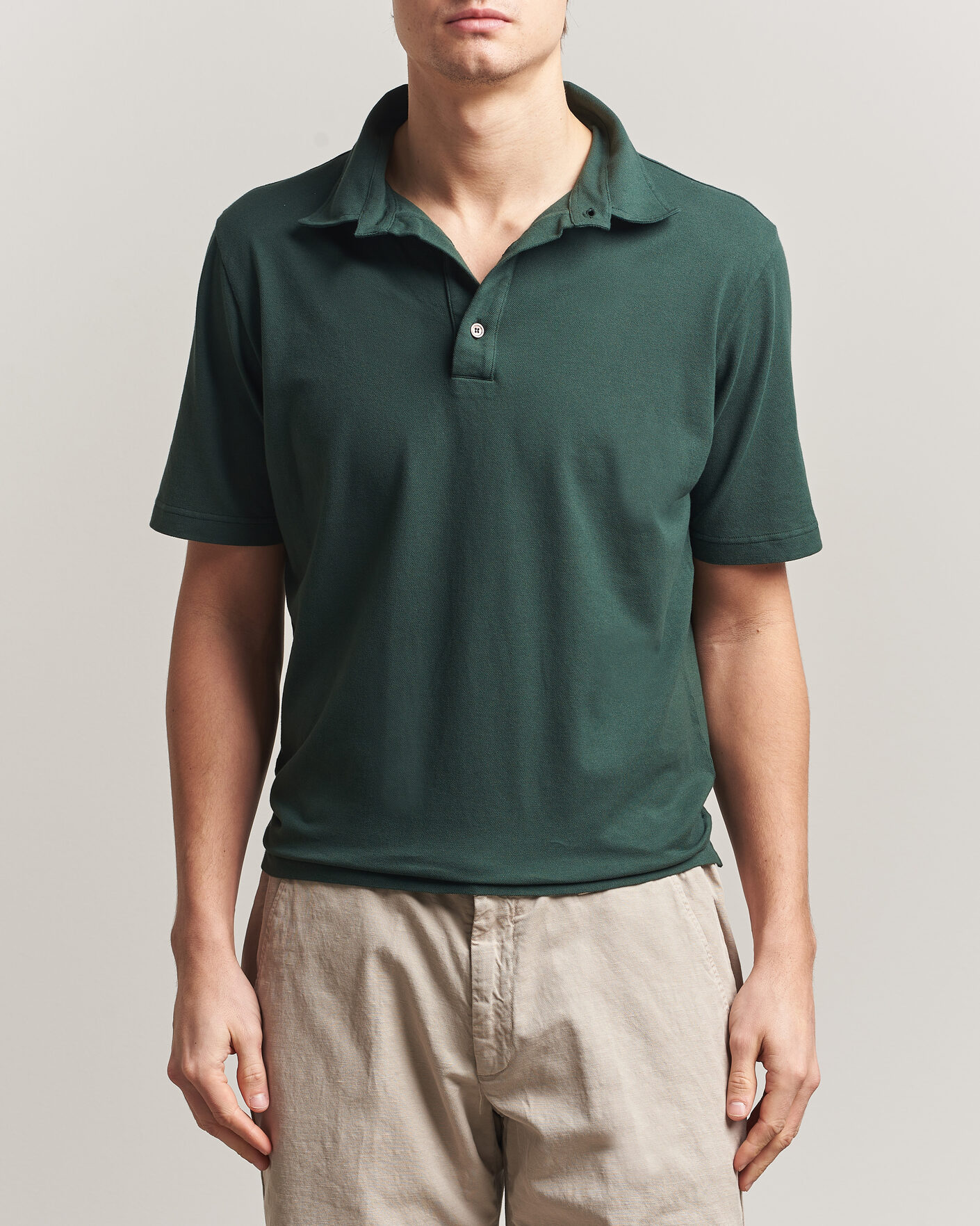 Homme | Polos | Zanone | Soft Cotton Piquet Polo Dark Green