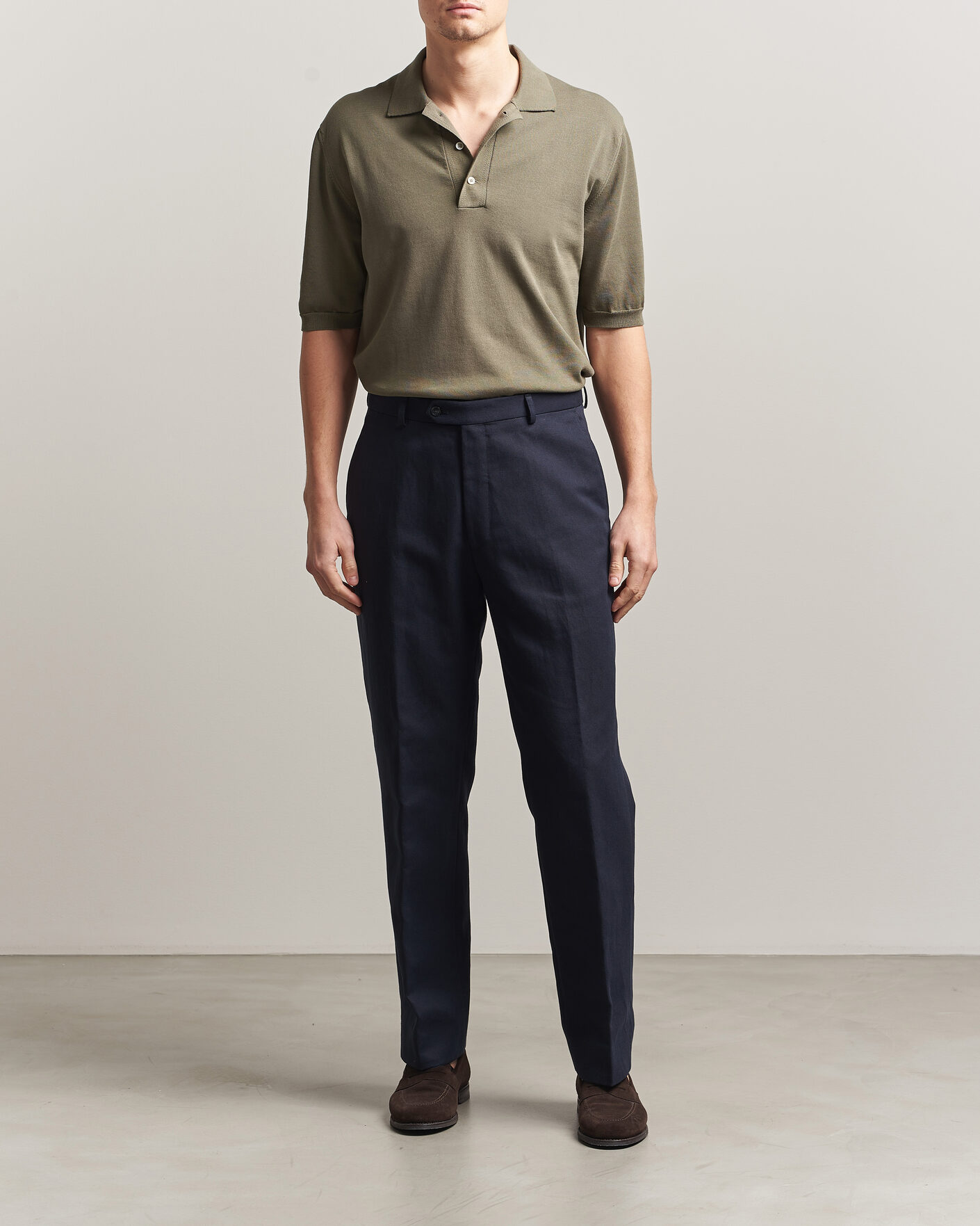 Homme | Polos | Zanone | Knitted Cotton Polo Olive