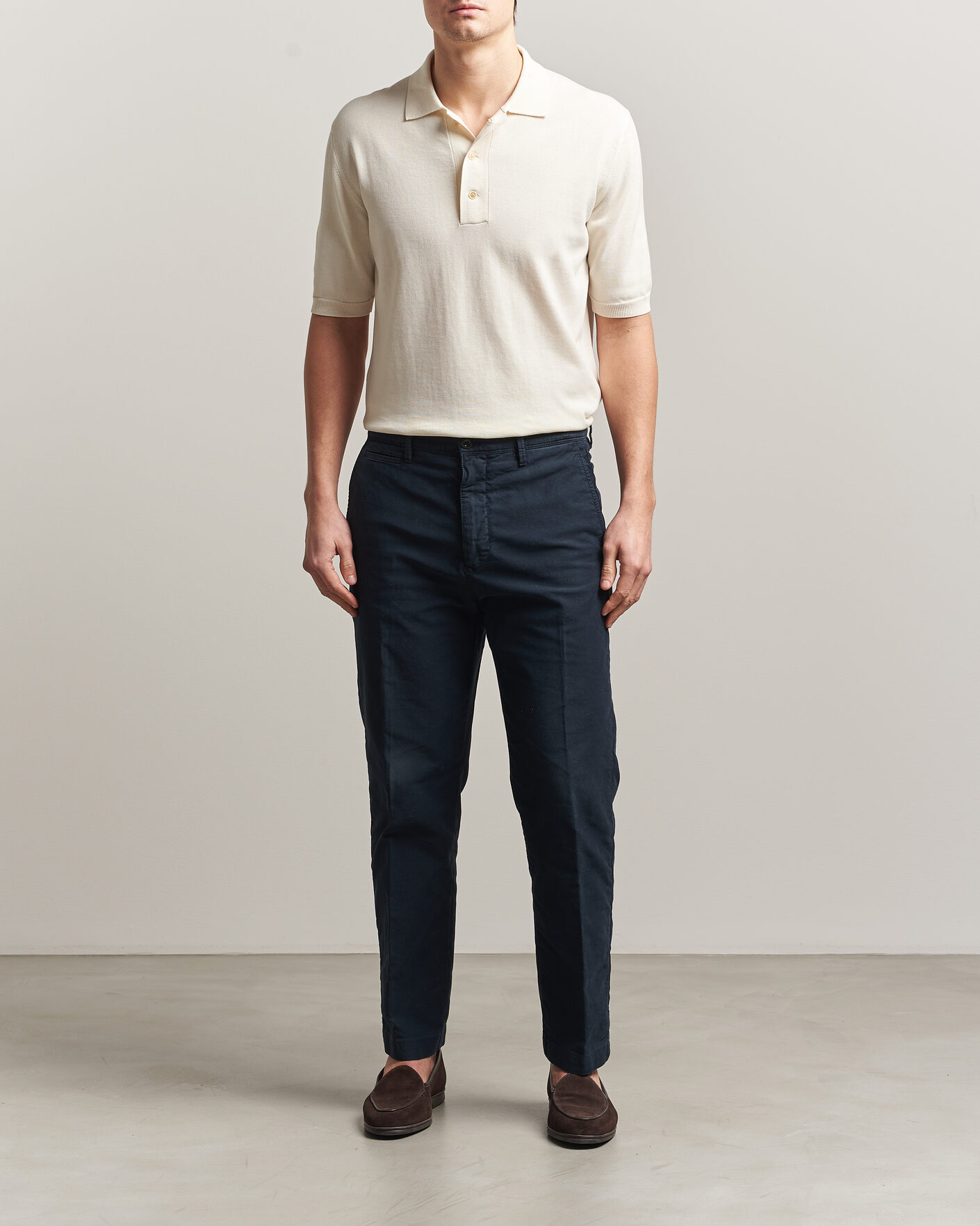 Homme | Polos | Zanone | Knitted Cotton Polo Off White