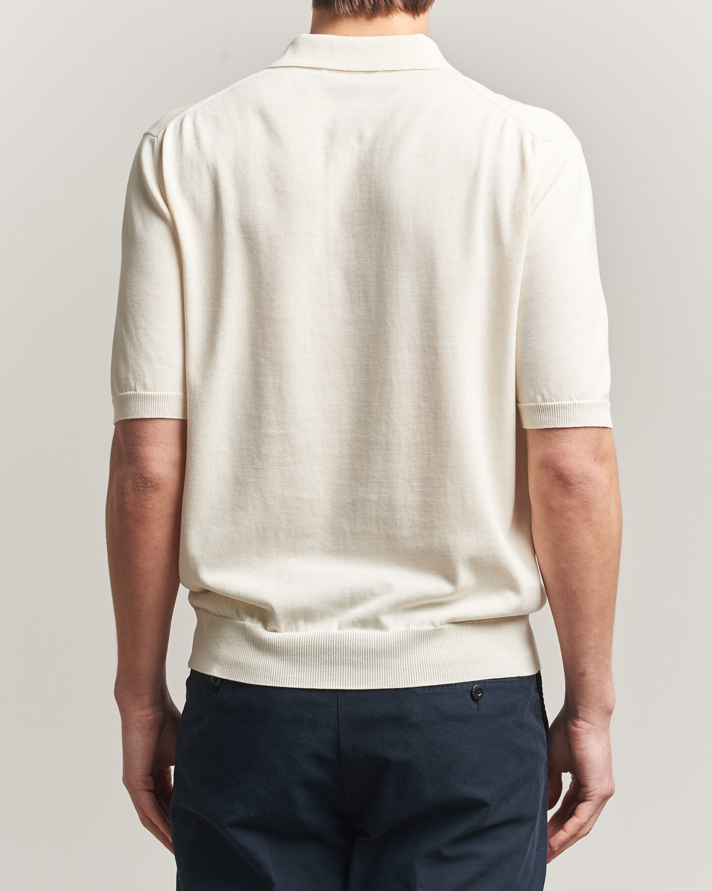 Homme | Polos | Zanone | Knitted Cotton Polo Off White
