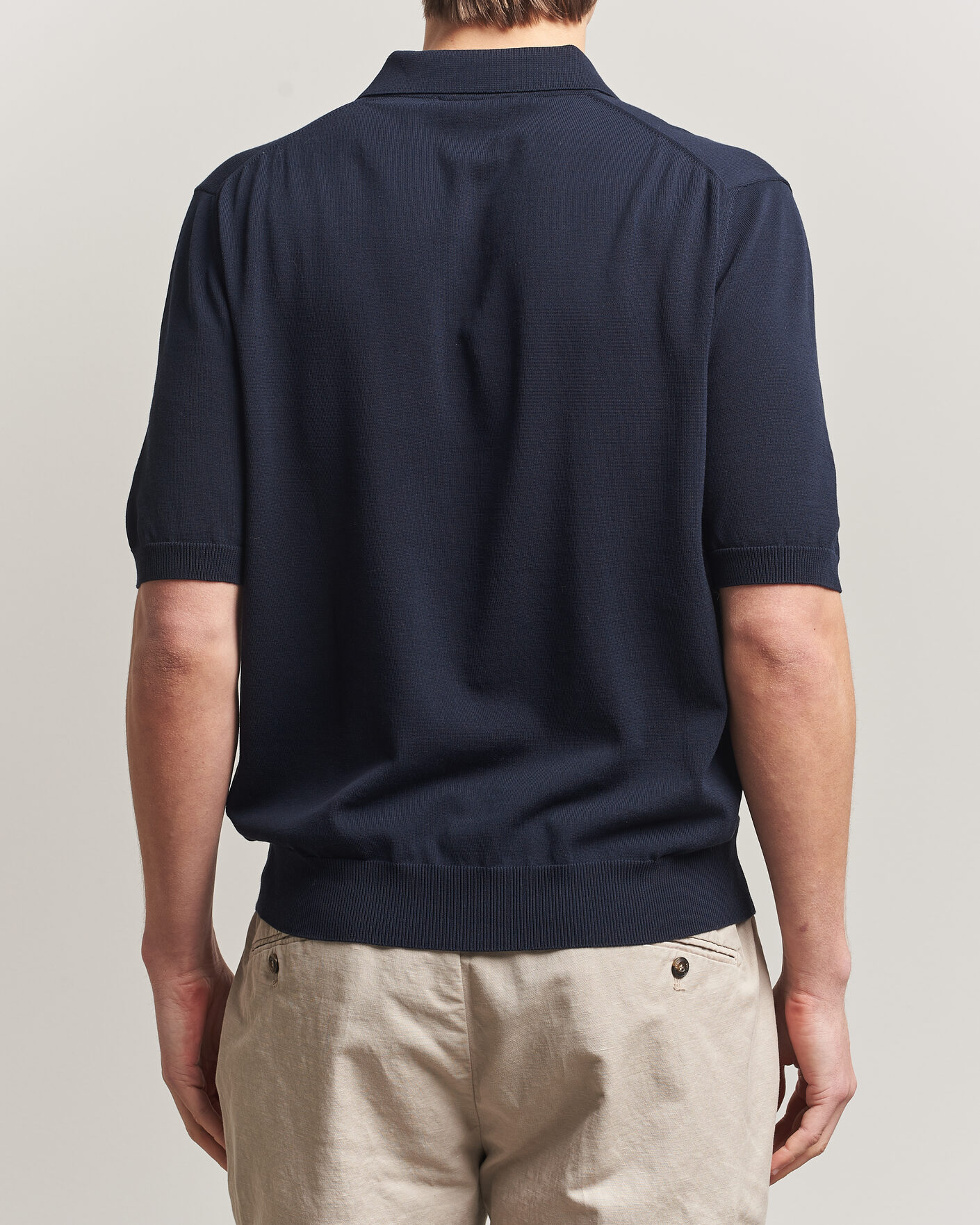 Homme | Polos | Zanone | Knitted Cotton Polo Navy