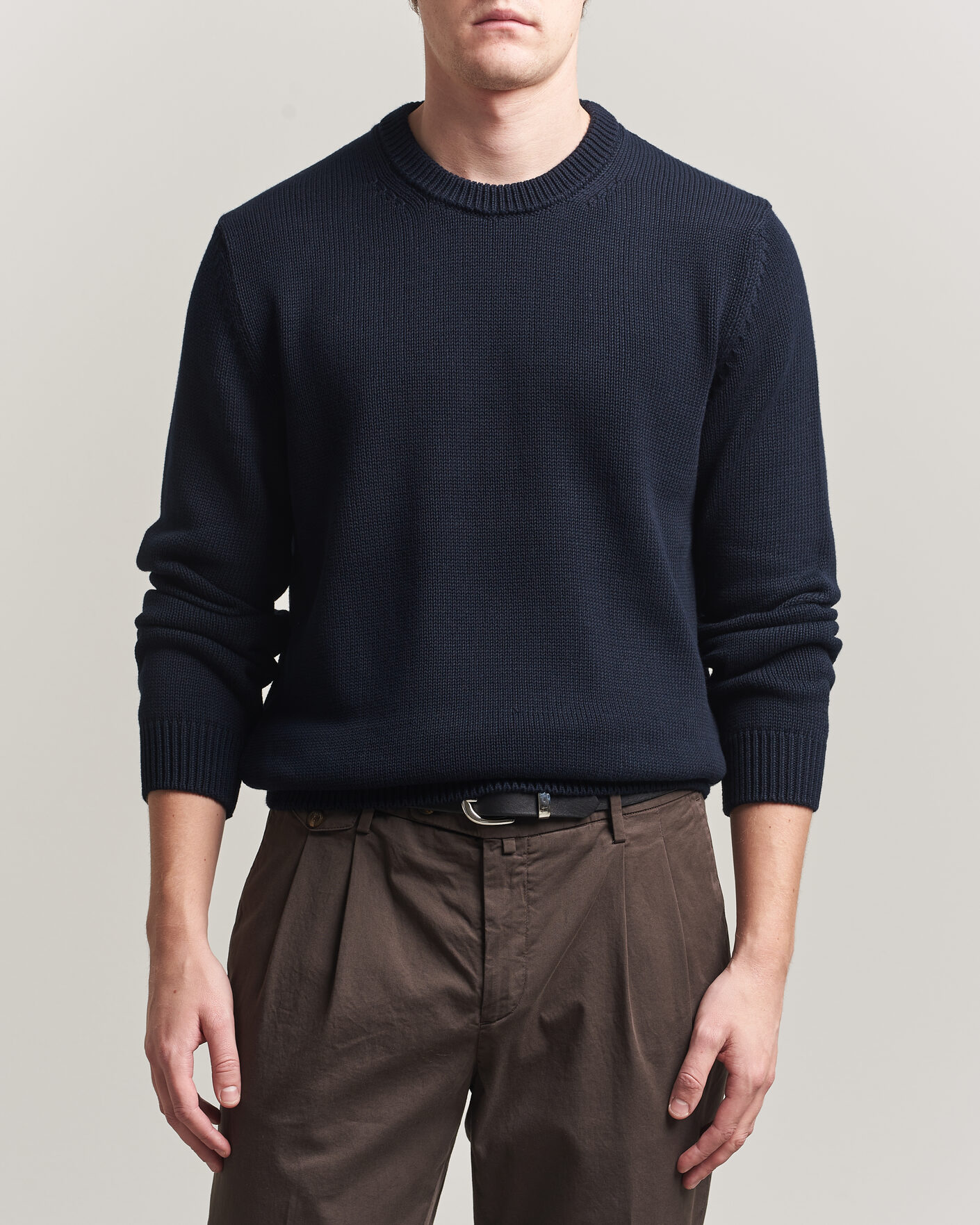 Homme | Pulls Et Tricots | Zanone | Soft Cotton Crew Neck Sweater Navy