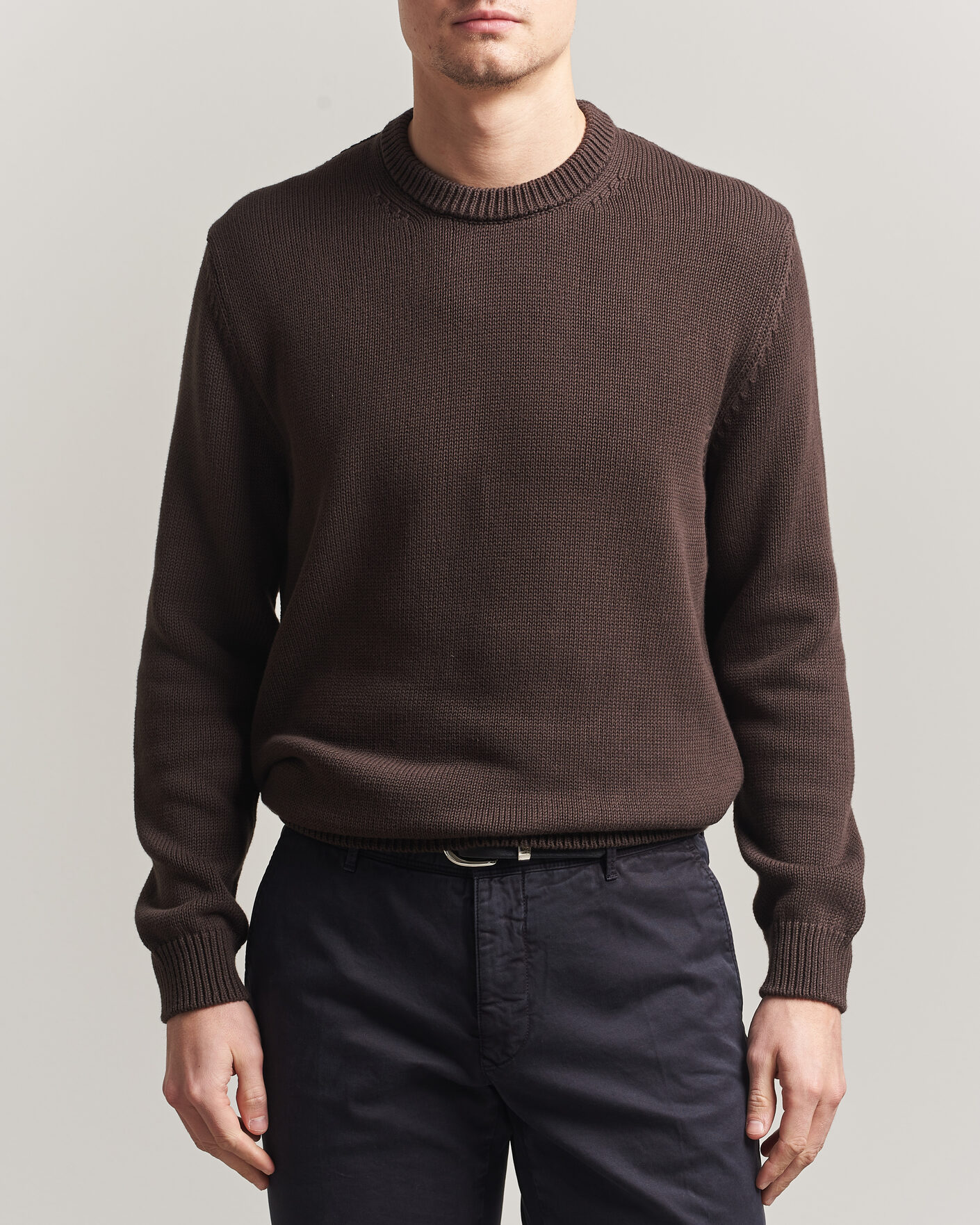 Homme | Pulls Et Tricots | Zanone | Soft Cotton Crew Neck Sweater Chocolate