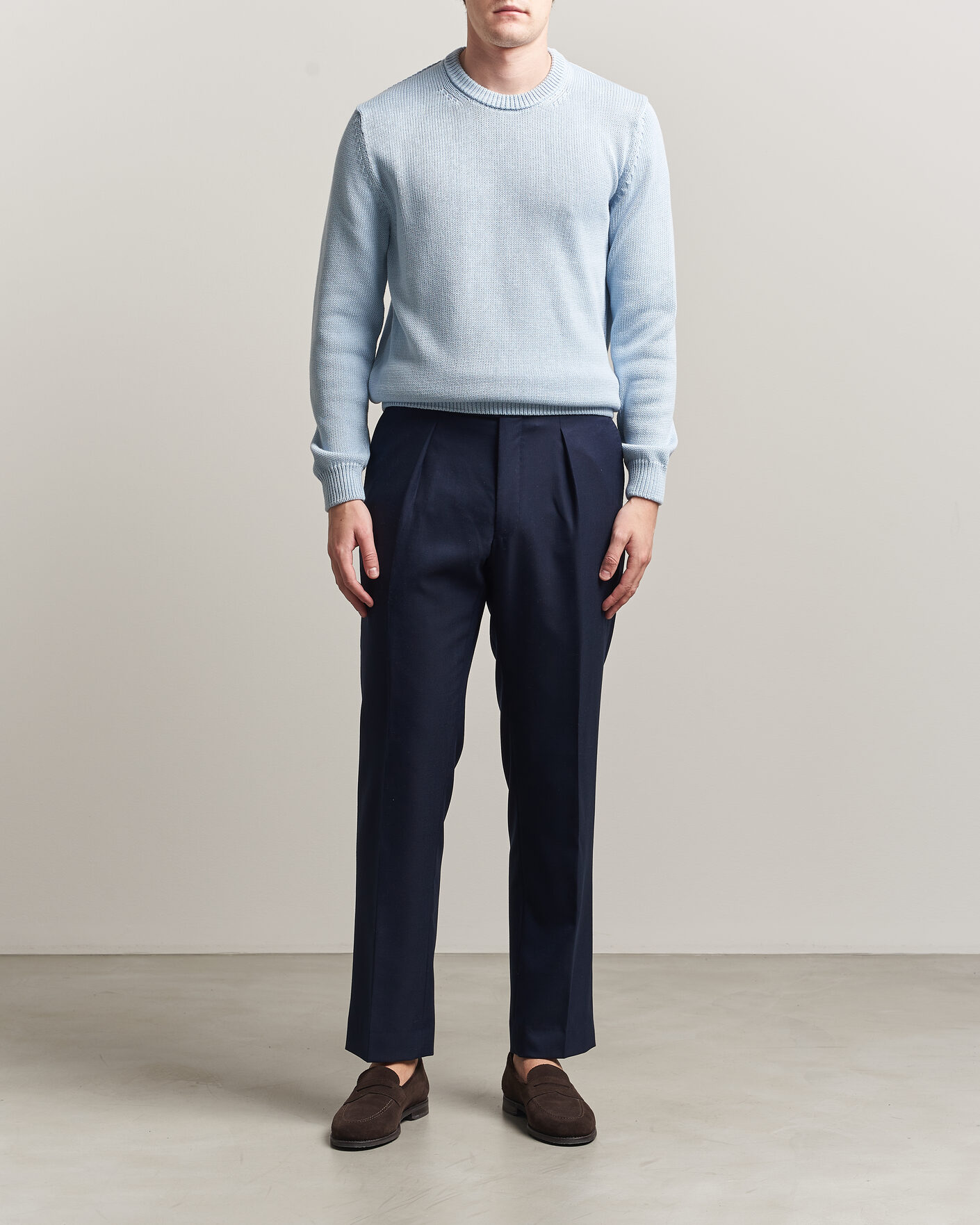 Homme | Pulls Et Tricots | Zanone | Soft Cotton Crew Neck Sweater Sky Blue