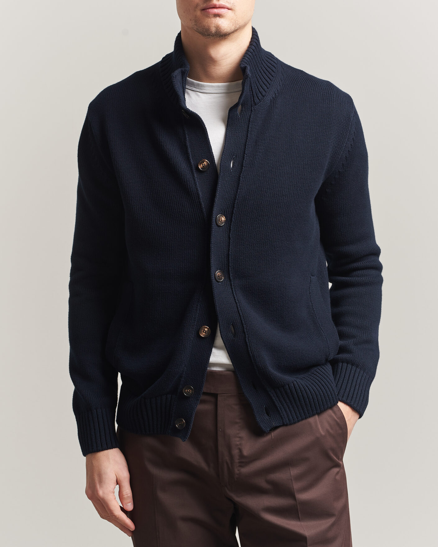 Homme | Pulls Et Tricots | Zanone | Soft Cotton Chioto Cardigan Navy
