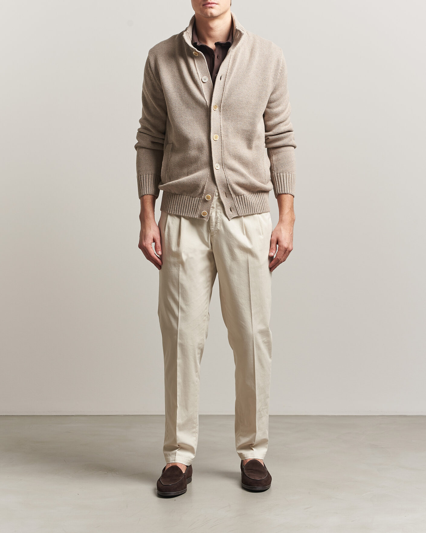 Homme | Pulls Et Tricots | Zanone | Soft Cotton Chioto Cardigan Taupe