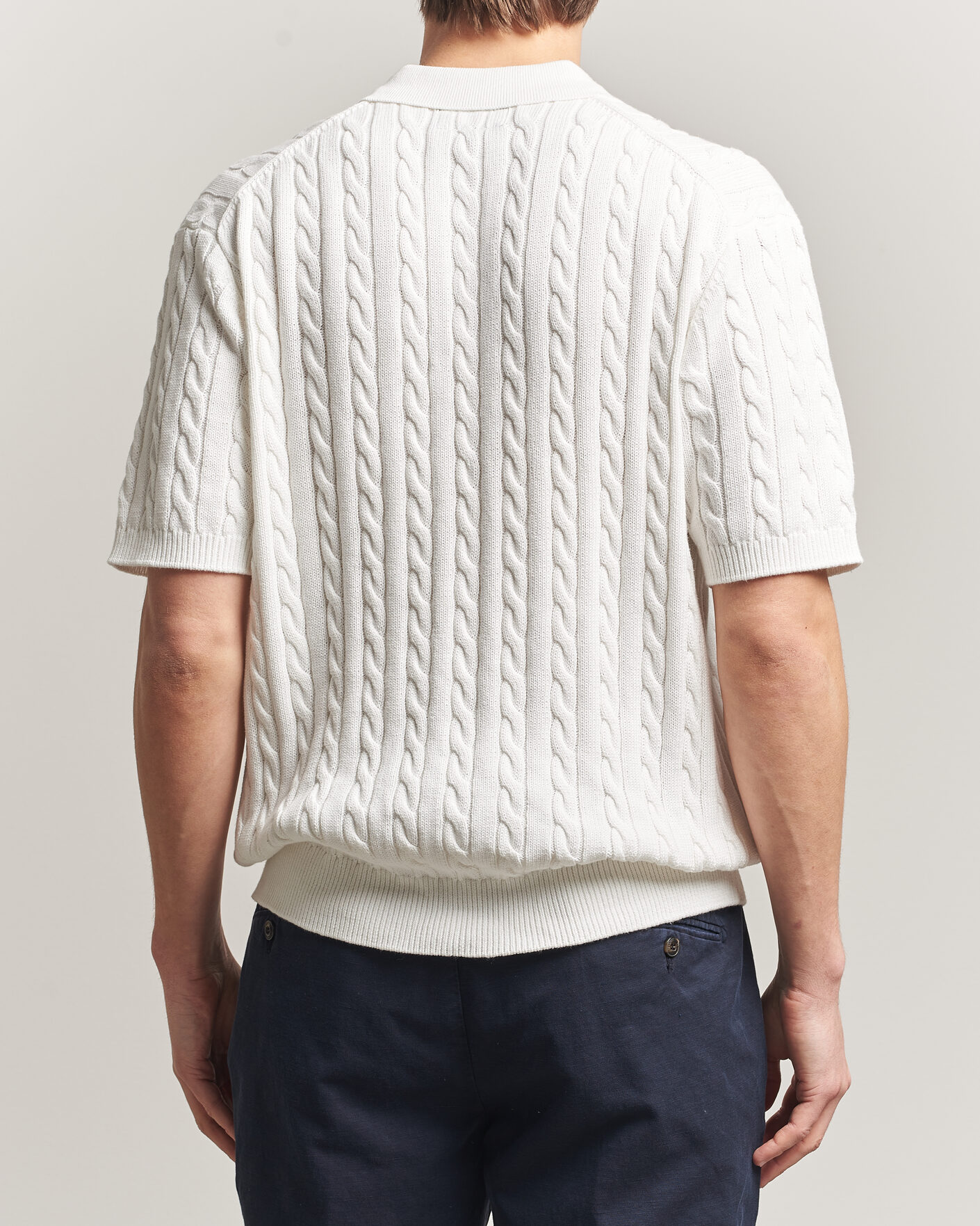 Homme | Polos | BEAMS PLUS | Short Sleeve Cable Polo White