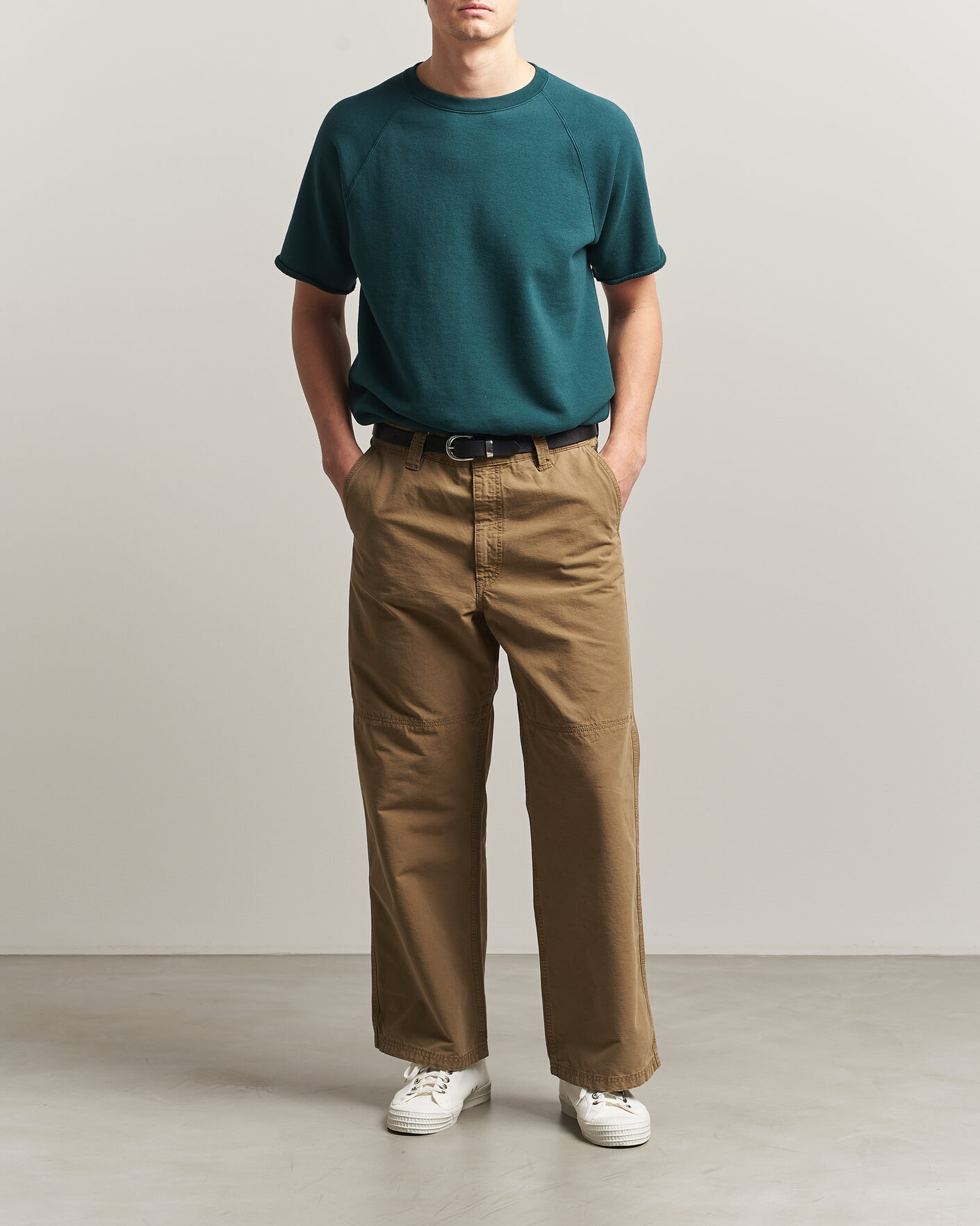 Homme | T-shirts | BEAMS PLUS | Short Sleeve Cut Off Sweat Dark Green