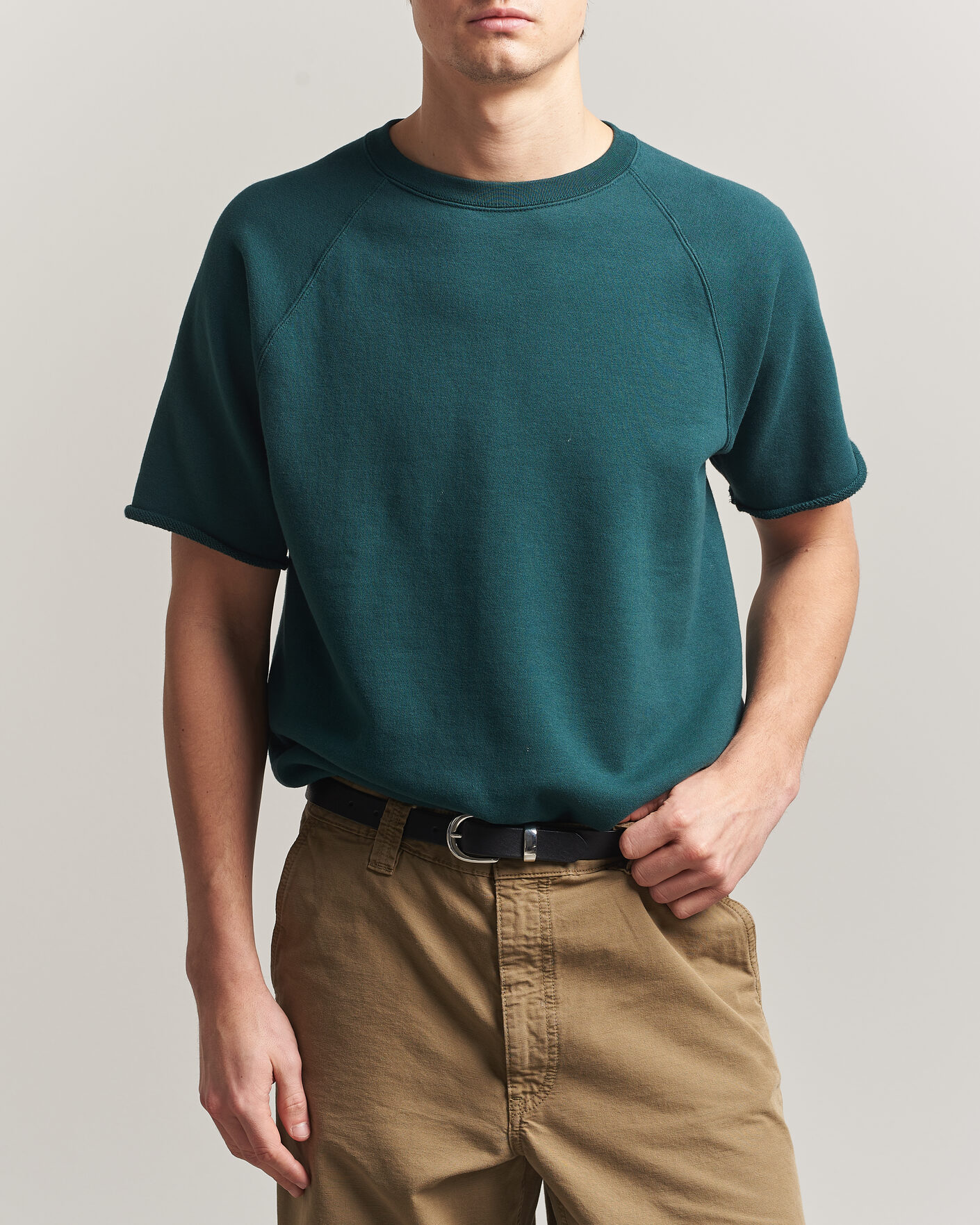 Homme | T-shirts | BEAMS PLUS | Short Sleeve Cut Off Sweat Dark Green